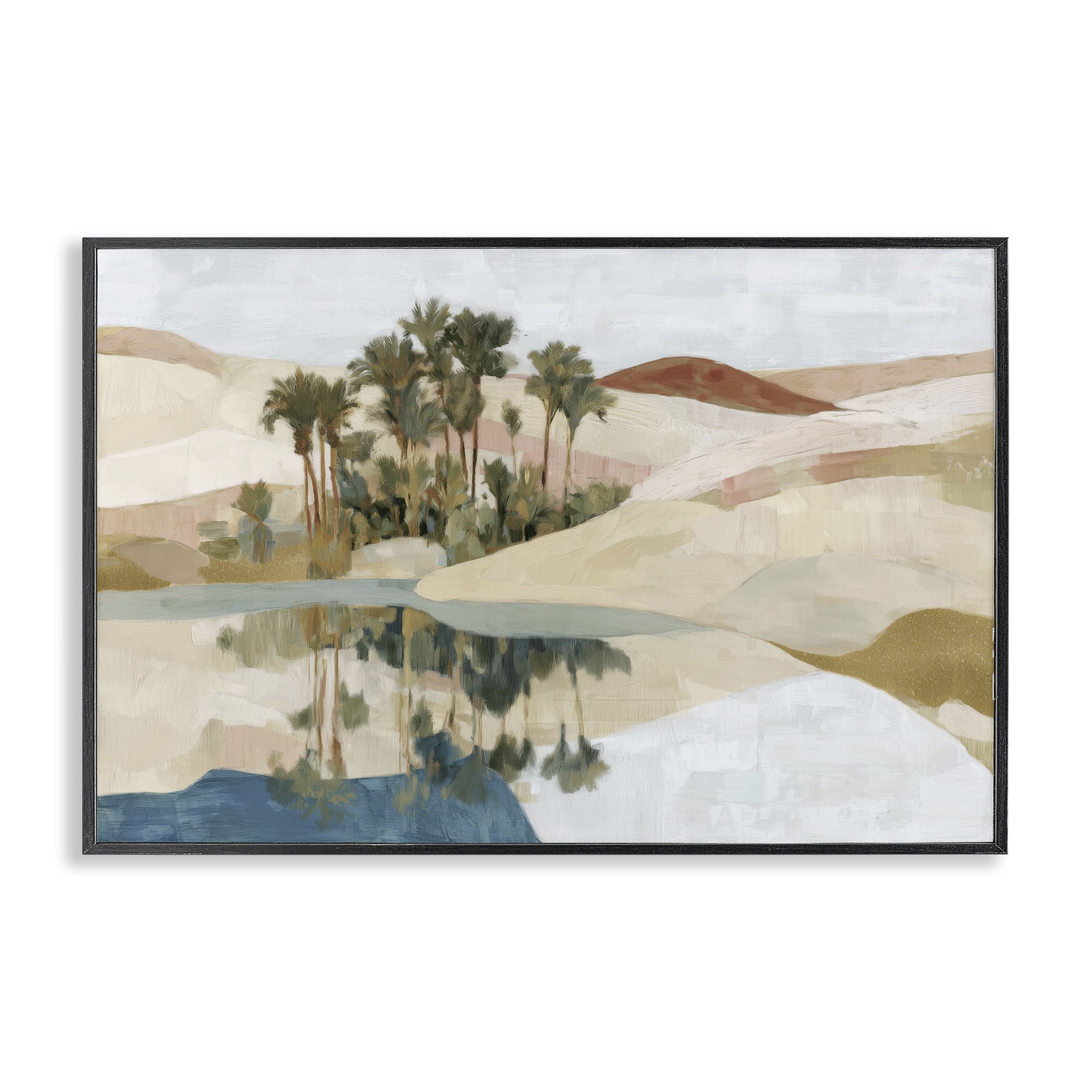 Stupell Industries Desert Oasis with Palm Reflection Black Framed Giclee Art, design by Chromatic Storm Studio