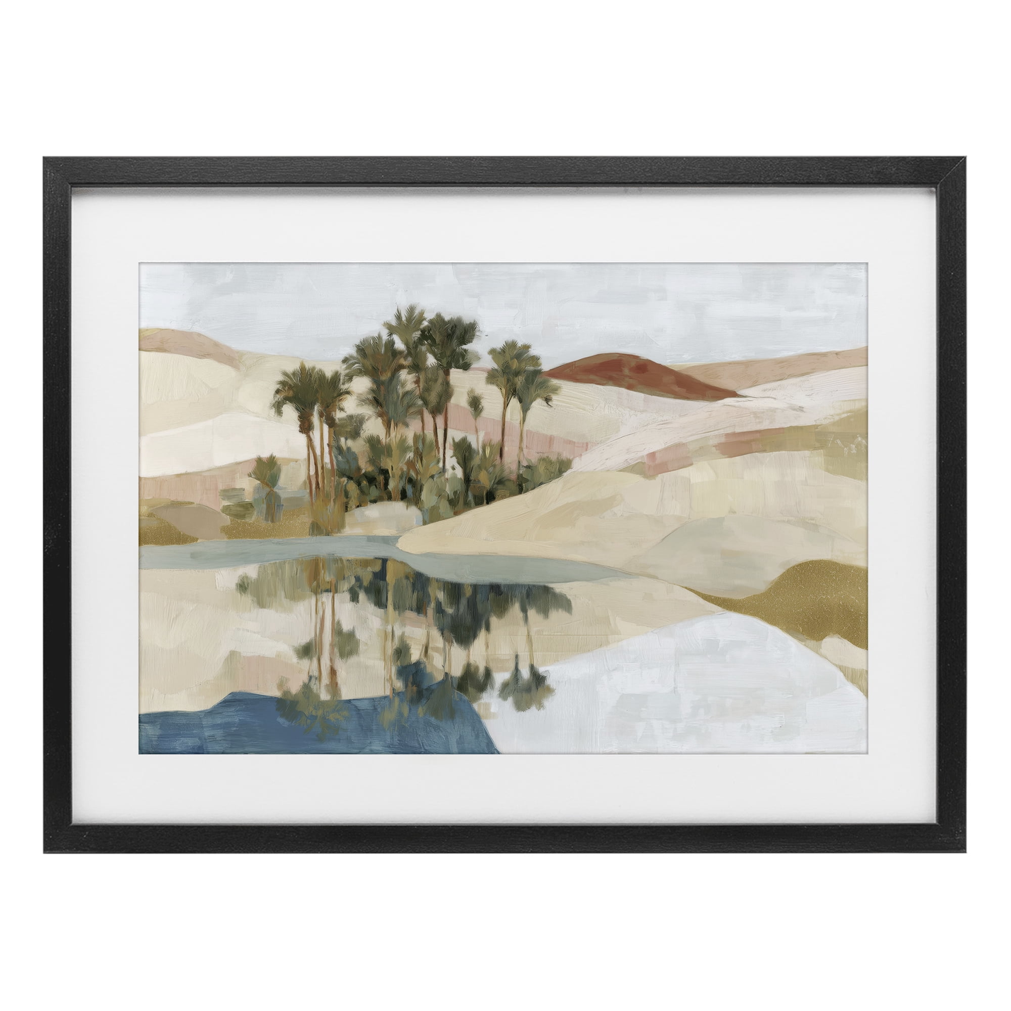 Stupell Industries Desert Oasis with Palm Reflection Black Framed Print Under Glass, design by Chromatic Storm Studio
