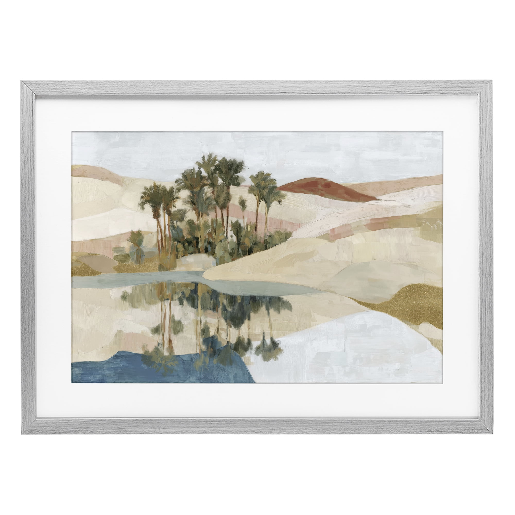 Stupell Industries Desert Oasis with Palm Reflection Gray Framed Print Under Glass, design by Chromatic Storm Studio