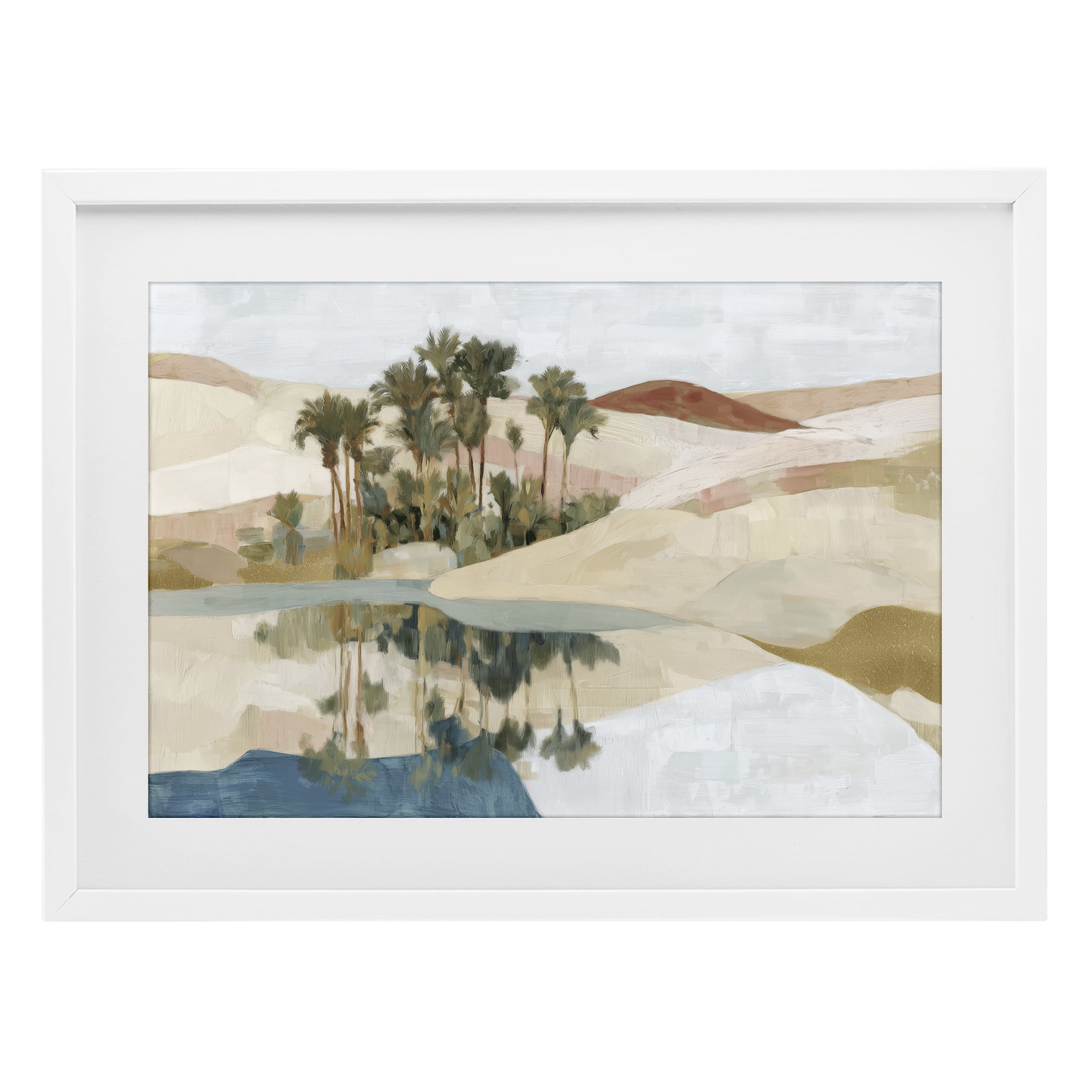Stupell Industries Desert Oasis with Palm Reflection White Framed Print Under Glass, design by Chromatic Storm Studio