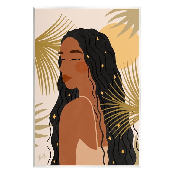 Stupell Industries Desert Plant Leaves Sunlit Starry Haired Woman Graphic Art Unframed Art Print Wall Art, Design by Birch&Ink