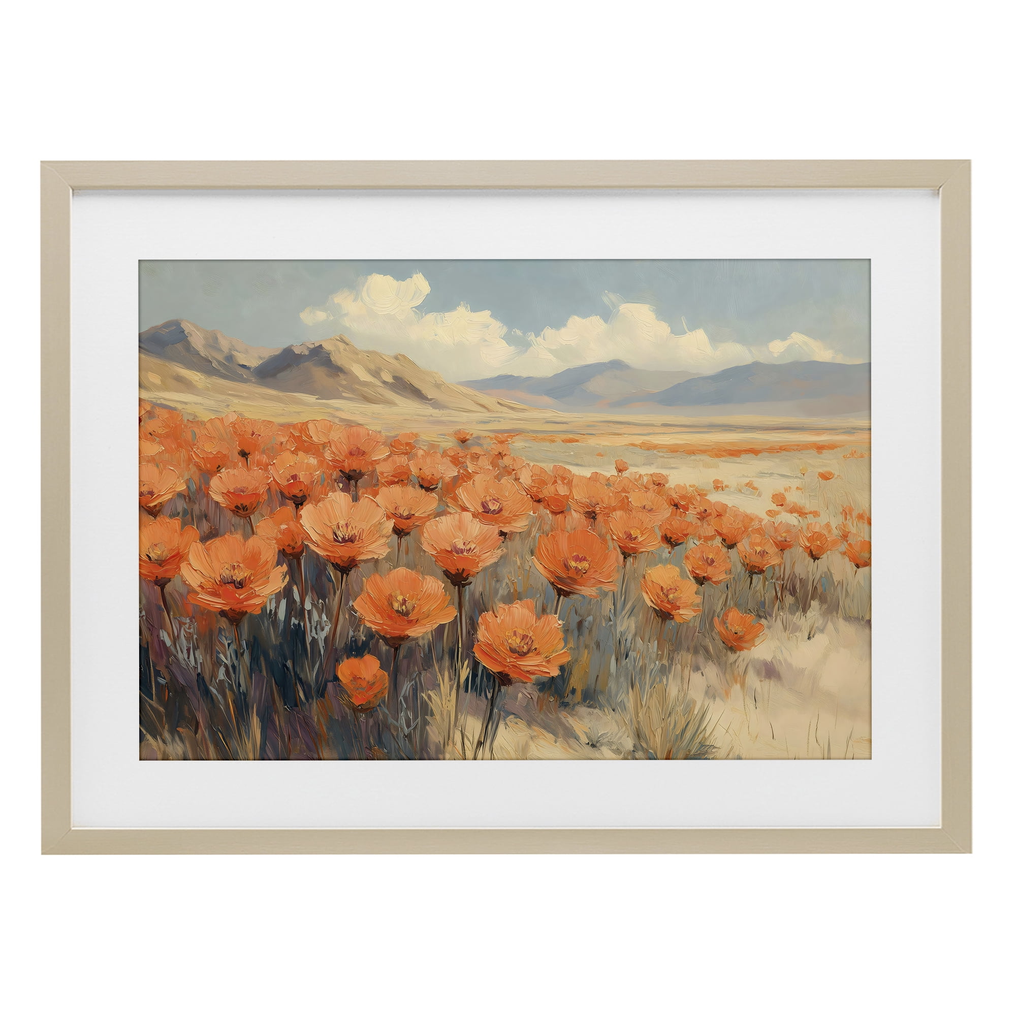 Stupell Industries Desert Poppies in Valley Birch Framed Print Under Glass, design by Gina Kelly