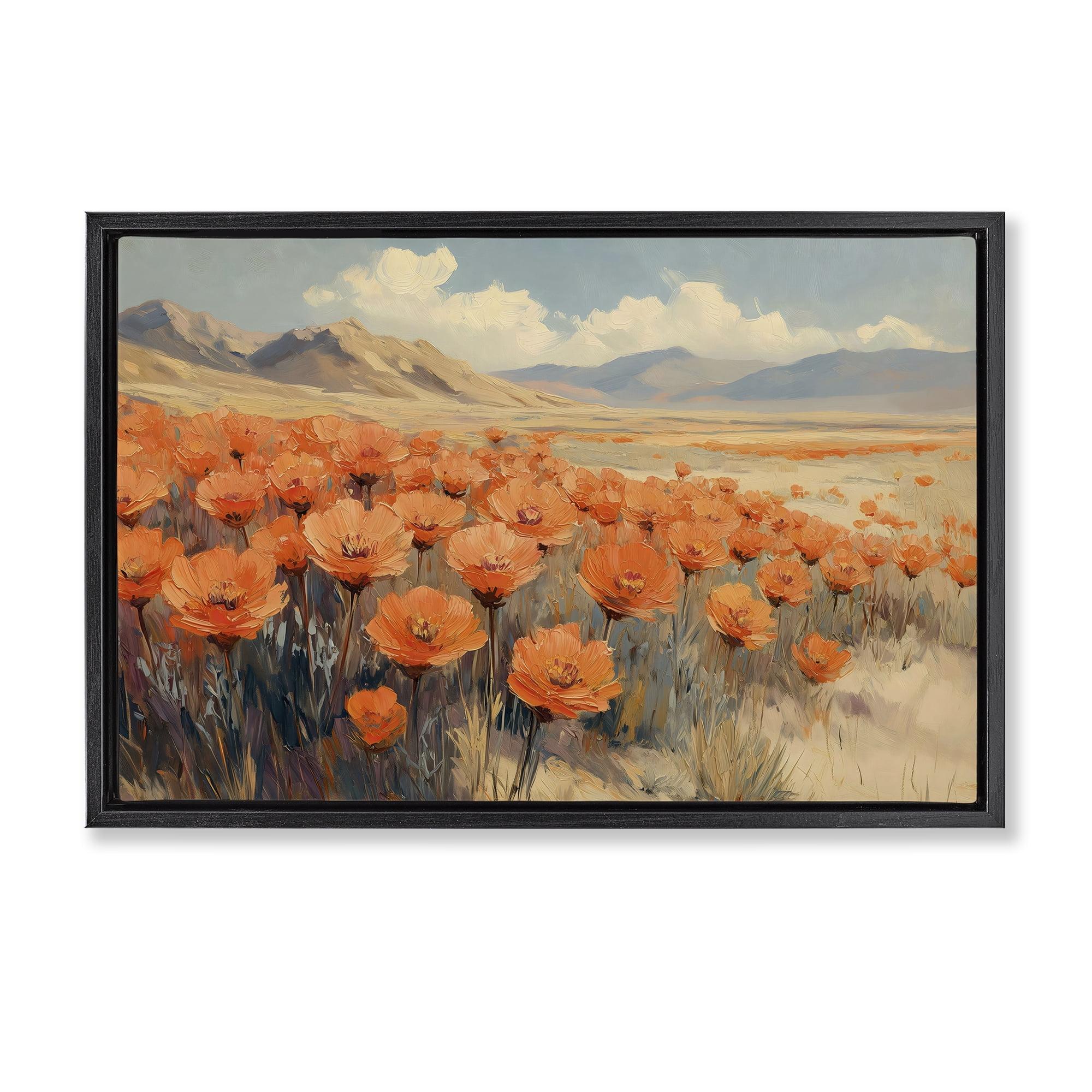 Stupell Industries Desert Poppies in Valley Black Framed Floater Canvas Wall Art, design by Gina Kelly