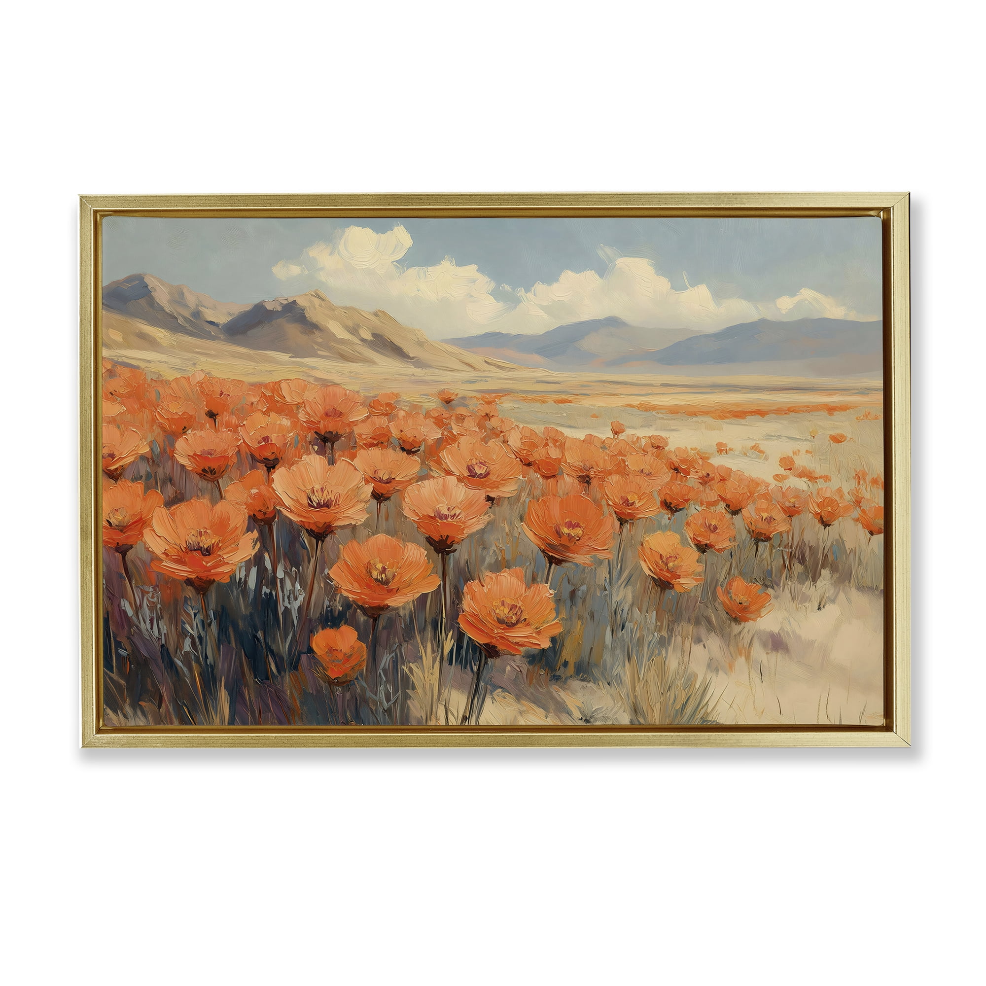 Stupell Industries Desert Poppies in Valley Gold Framed Floater Canvas Wall Art, design by Gina Kelly