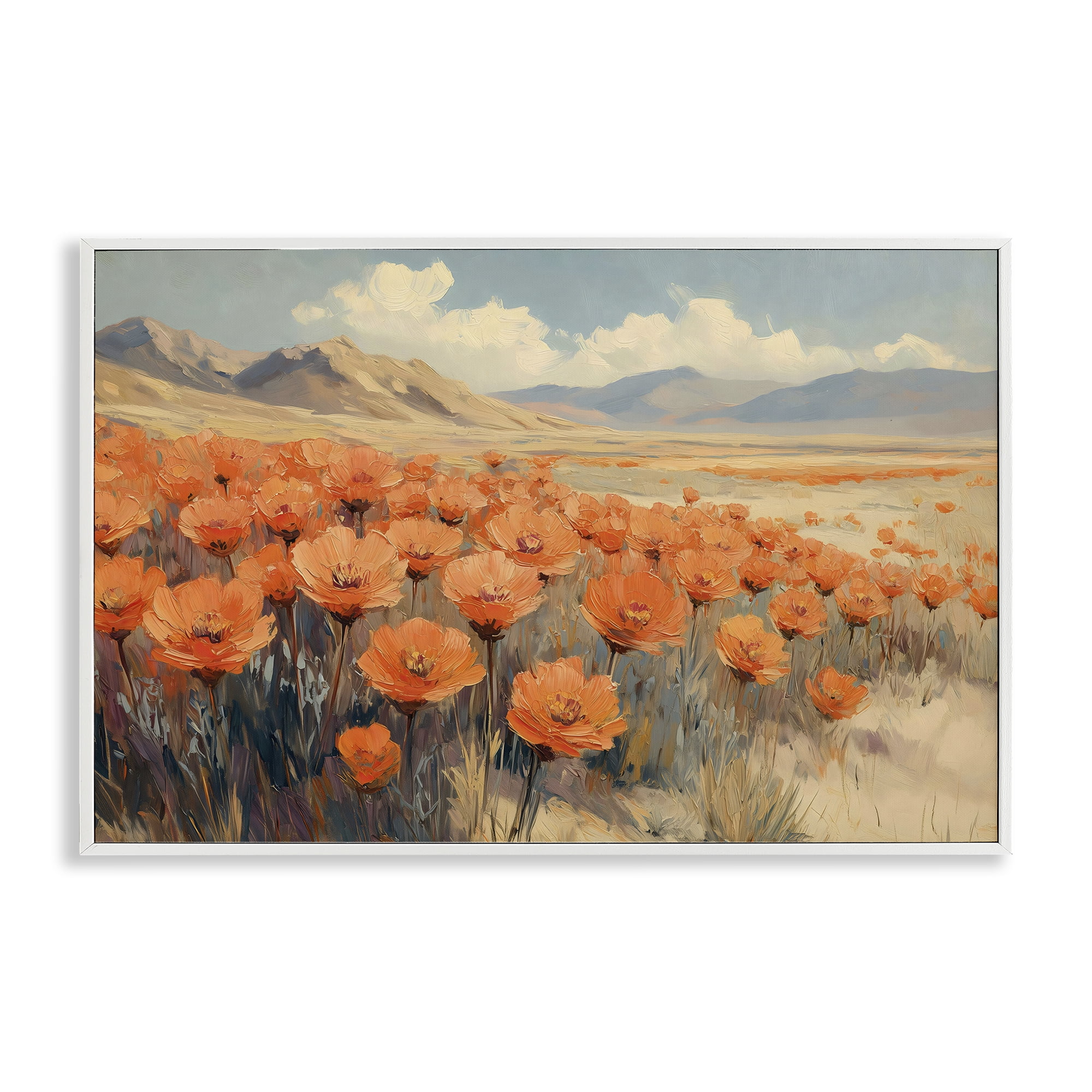Stupell Industries Desert Poppies in Valley White Framed Giclee Art, design by Gina Kelly