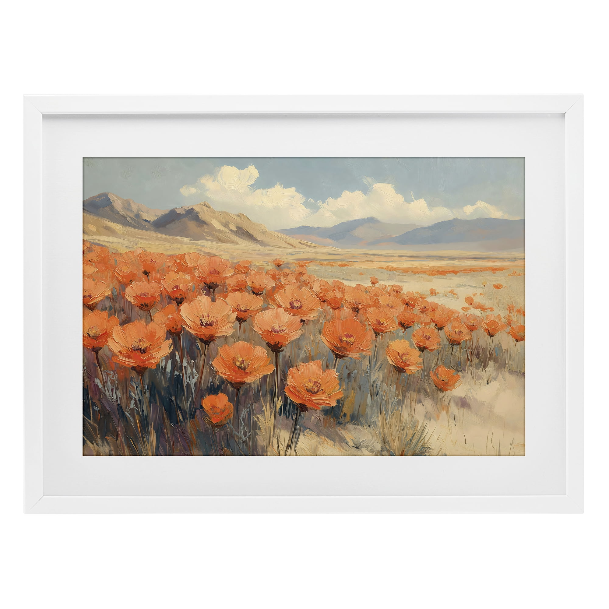 Stupell Industries Desert Poppies in Valley White Framed Print Under Glass, design by Gina Kelly