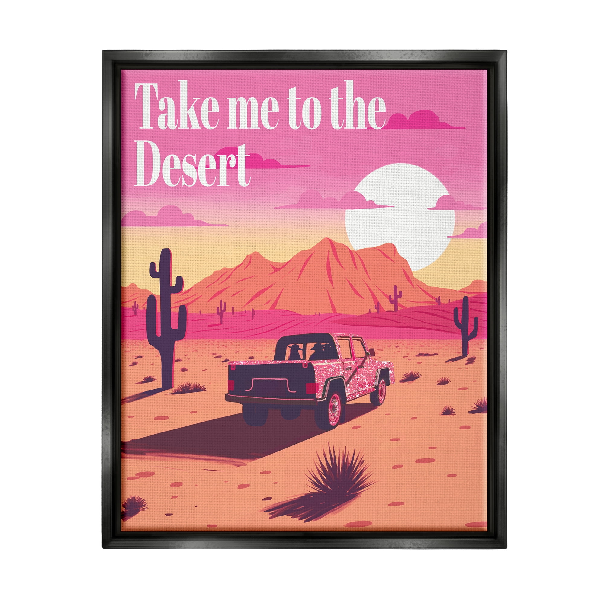 Stupell Industries Desert Scenery & Phrase Landscape Painting Black Floater Framed Canvas Art Print Wall Art, 17 x 21