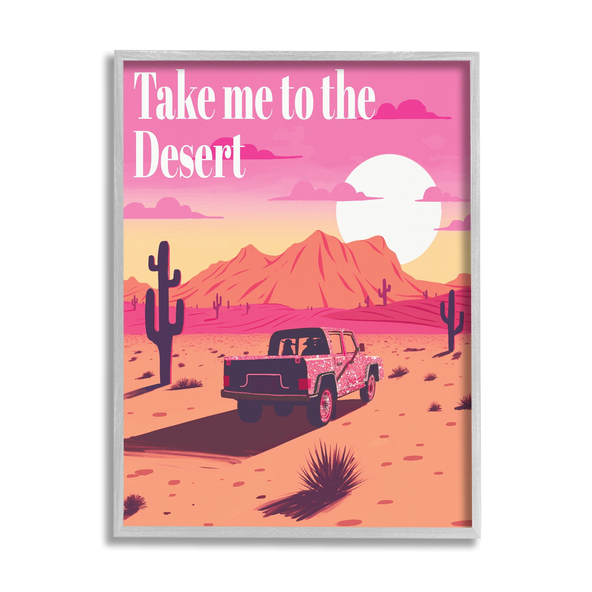 Stupell Industries Desert Scenery & Phrase Landscape Painting Gray Framed Art Print Wall Art, 11 x 14