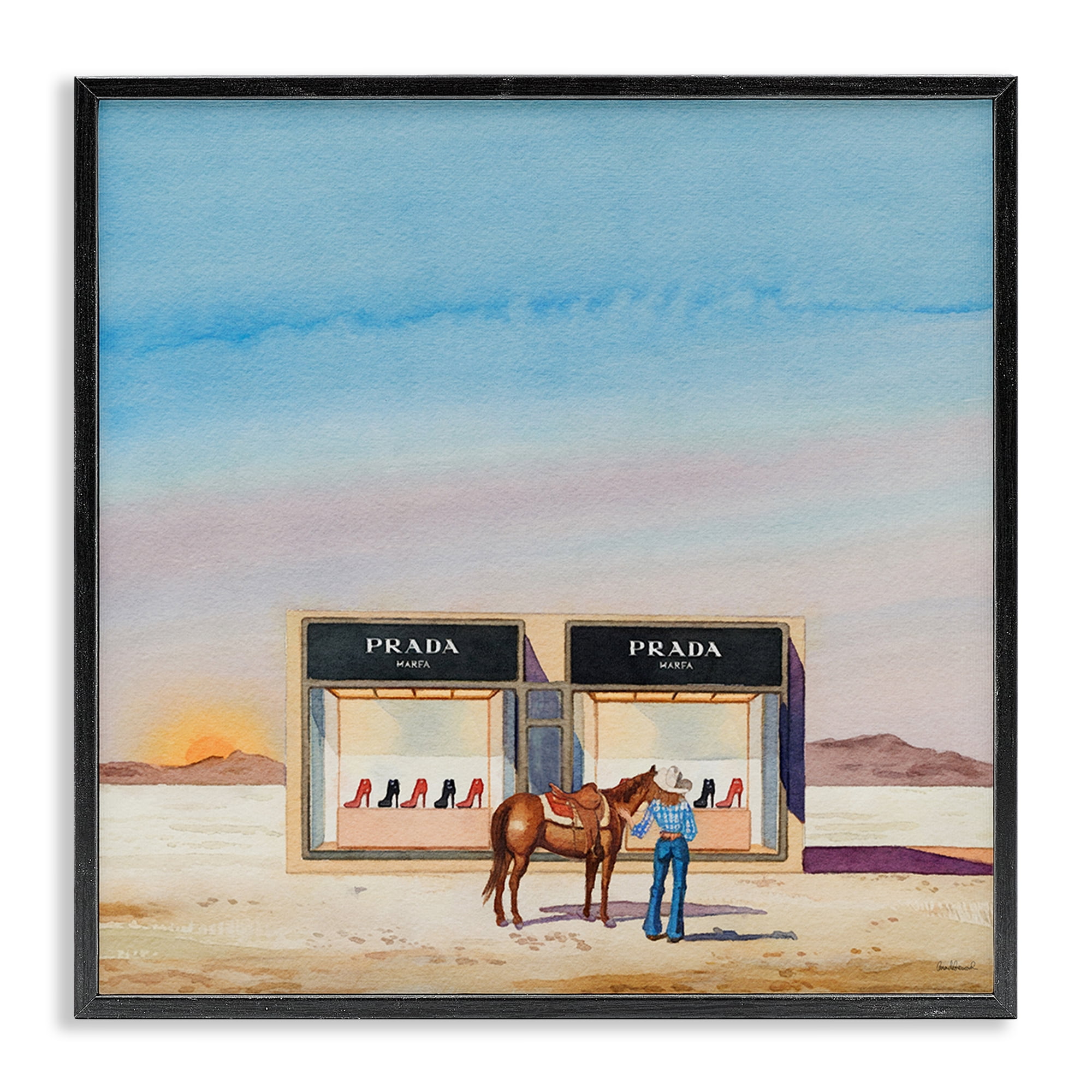Stupell Industries Desert Shoe Store Fashion Painting Black Framed Art Print Wall Art, 24 x 24