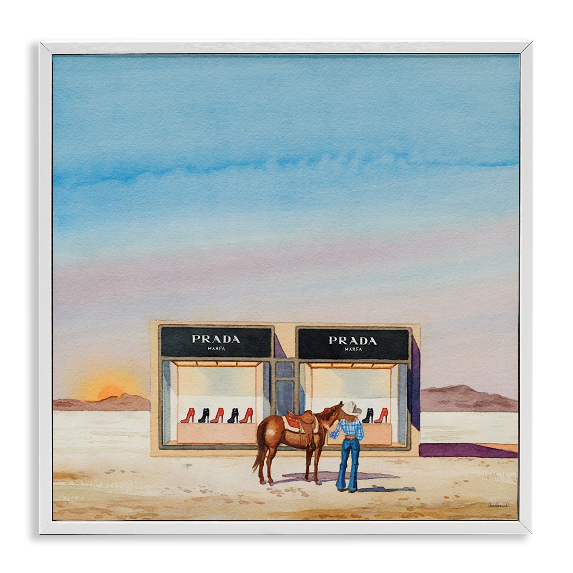 Stupell Industries Desert Shoe Store Fashion Painting White Framed Art Print Wall Art, 24 x 24
