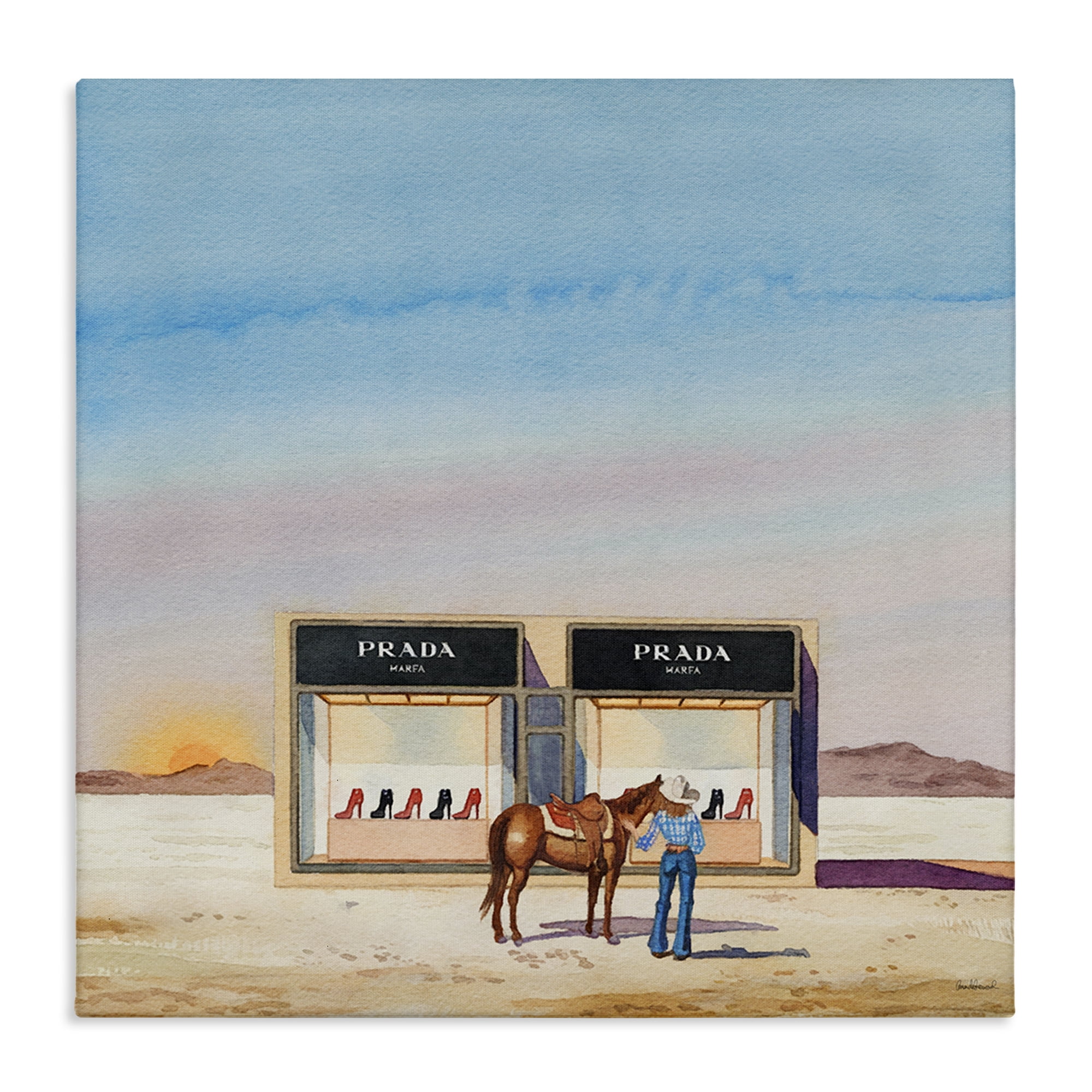 Stupell Industries Desert Shoe Store Fashion Painting Wrapped Canvas Art Print Wall Art, 24 x 24