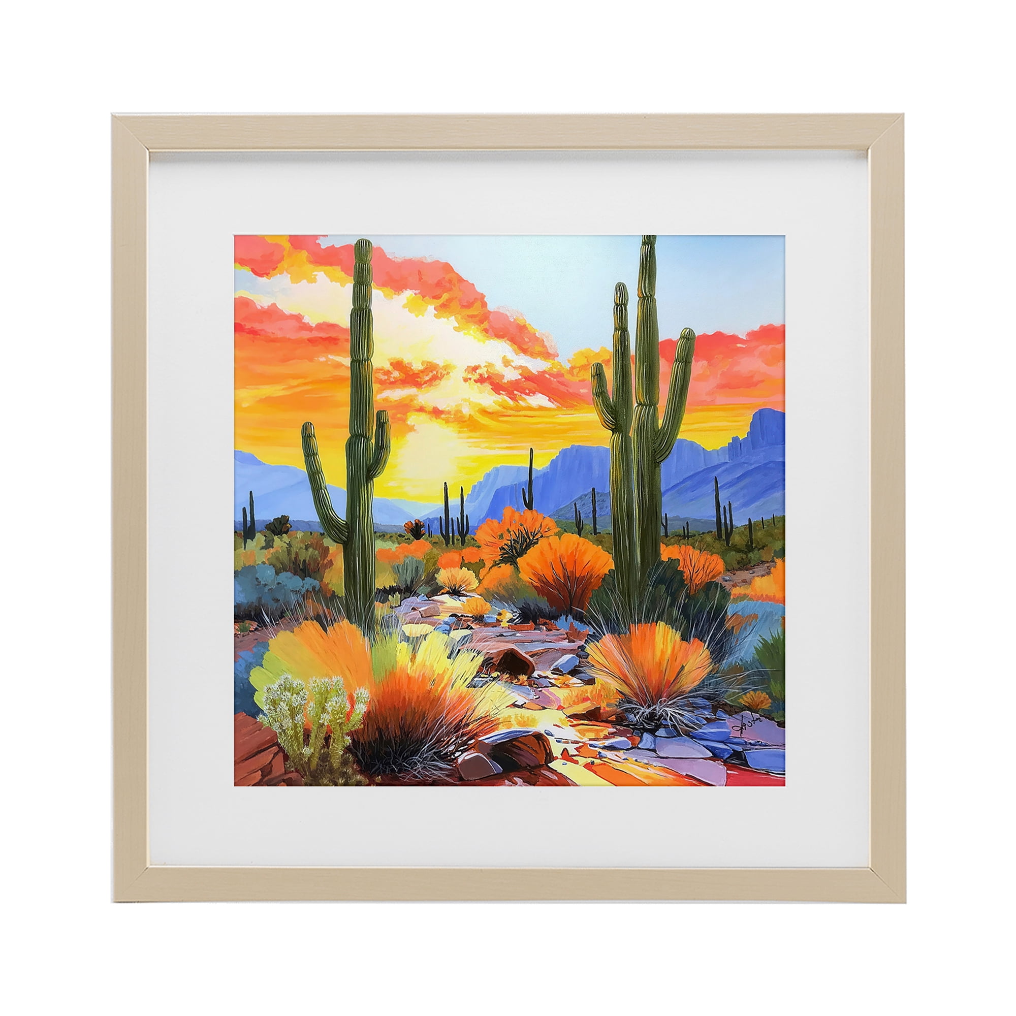 Stupell Industries Desert Splendor Cacti Birch Framed Print Under Glass, design by John Jaster