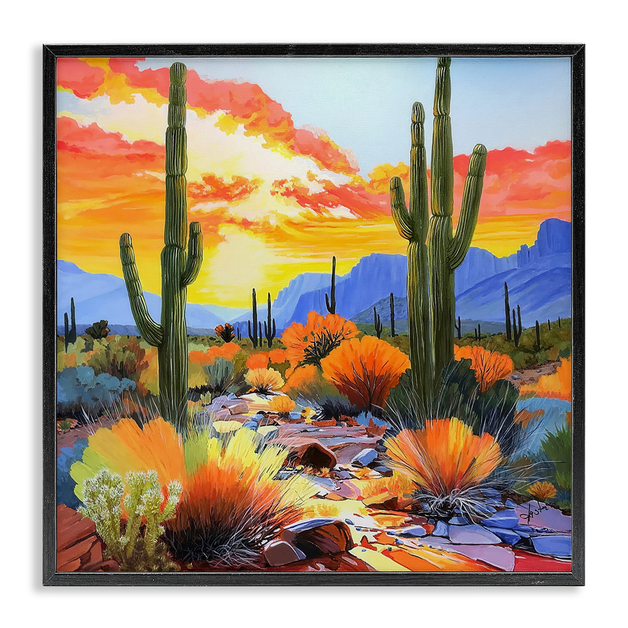 Stupell Industries Desert Splendor Cacti Black Framed Giclee Art, design by John Jaster
