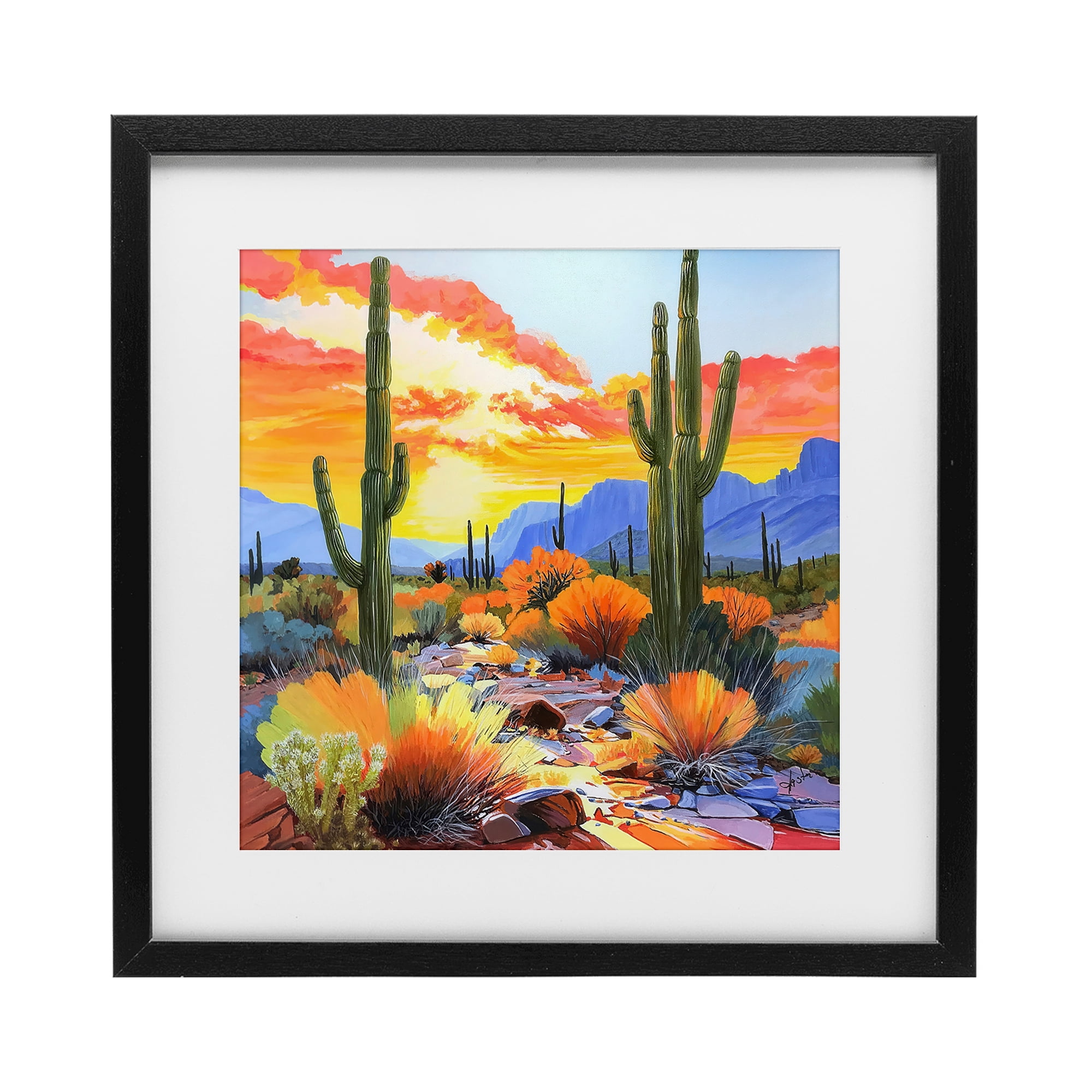 Stupell Industries Desert Splendor Cacti Black Framed Print Under Glass, design by John Jaster