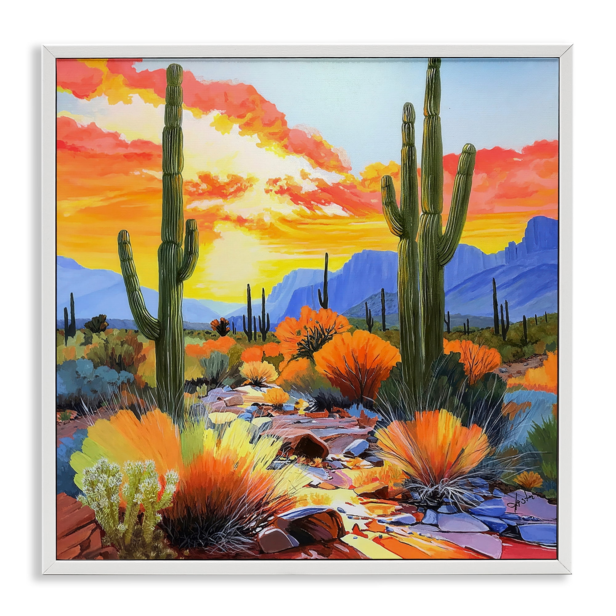 Stupell Industries Desert Splendor Cacti White Framed Giclee Art, design by John Jaster