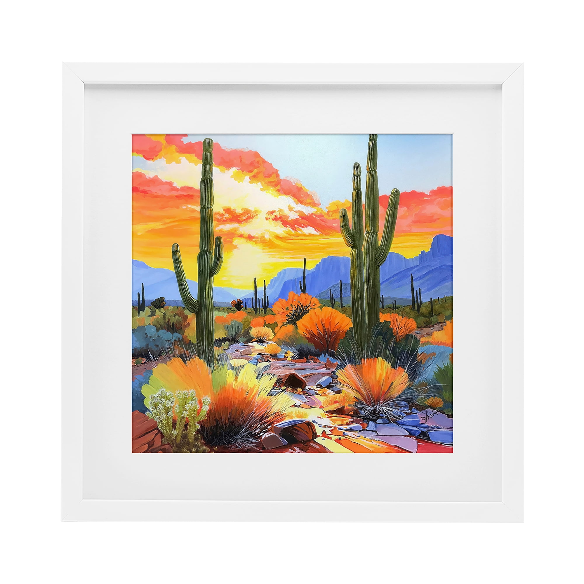 Stupell Industries Desert Splendor Cacti White Framed Print Under Glass, design by John Jaster