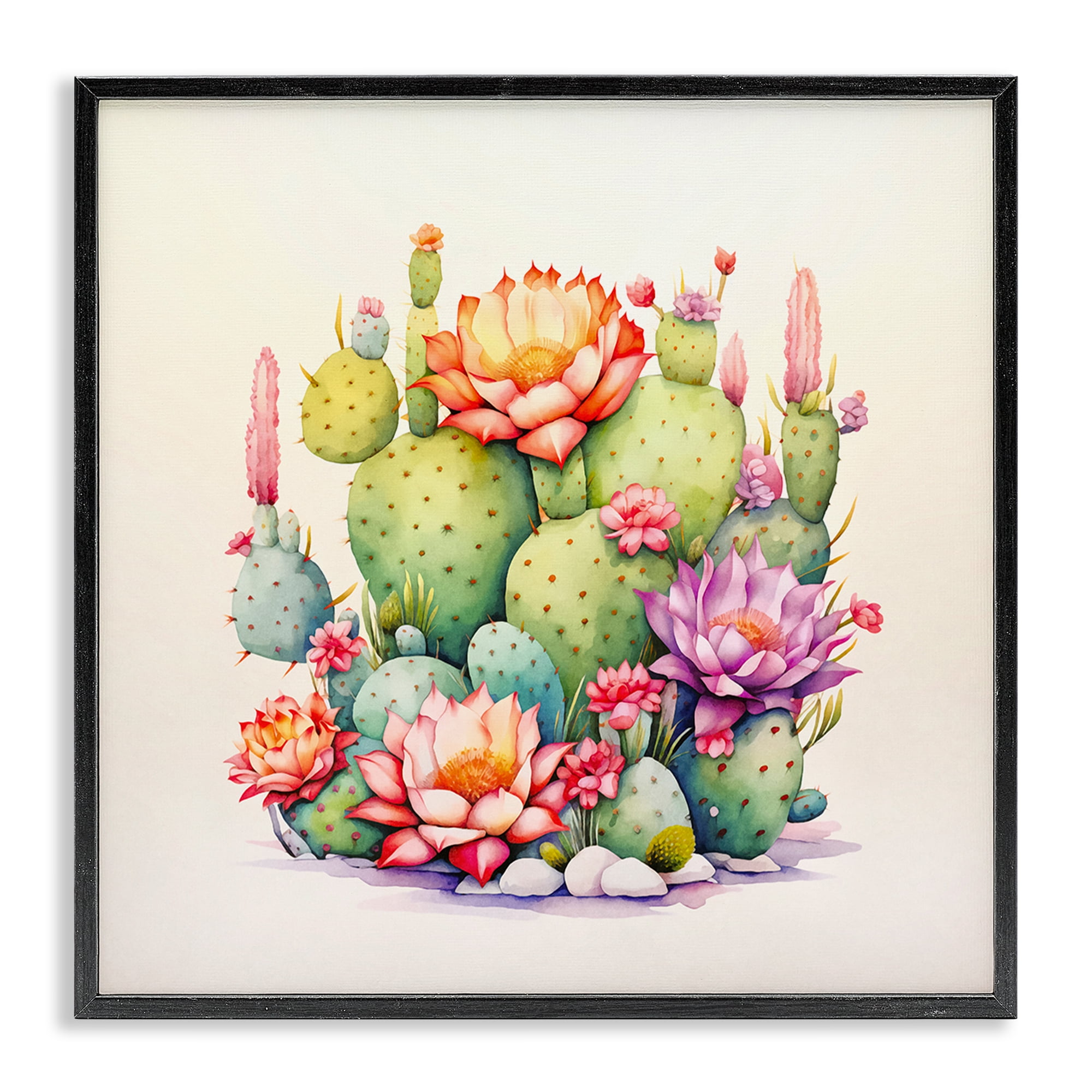 Stupell Industries Desert Spring Blooms Plants & Flowers Painting Black Framed Art Print Wall Art, 24 x 24