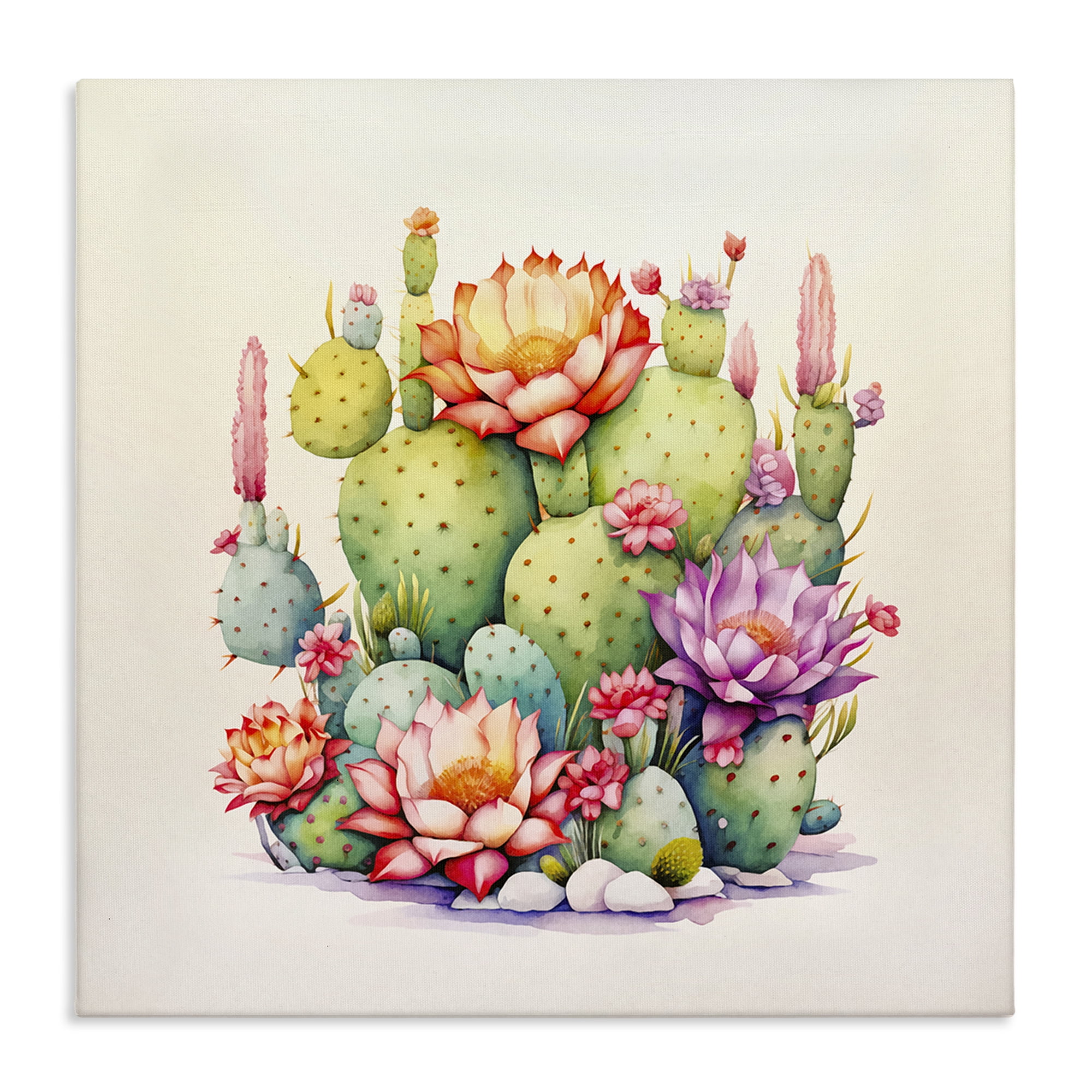 Stupell Industries Desert Spring Blooms Plants & Flowers Painting Wrapped Canvas Art Print Wall Art, 17 x 17