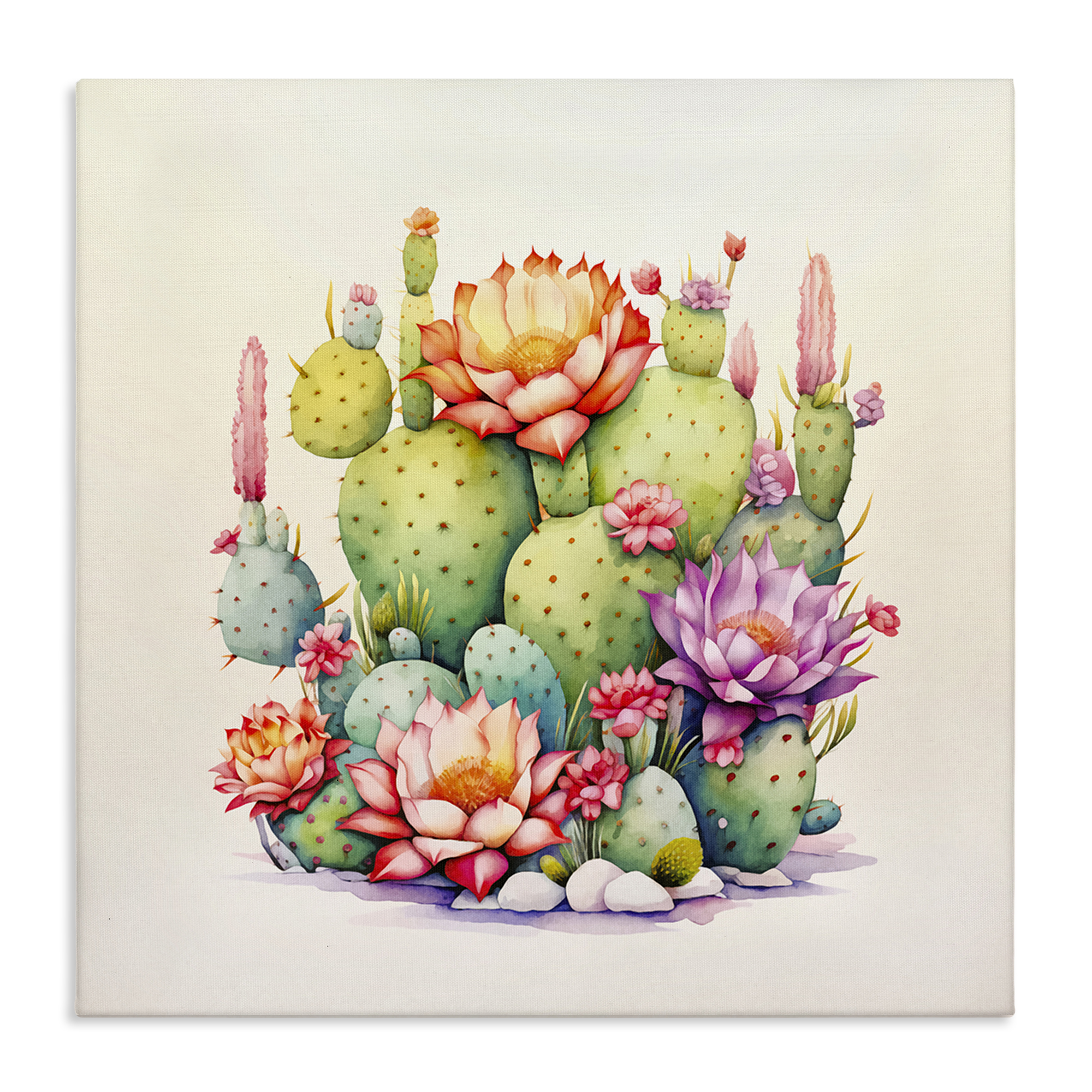 Stupell Industries Desert Spring Blooms Plants & Flowers Painting Wrapped Canvas Art Print Wall Art, 36 x 36