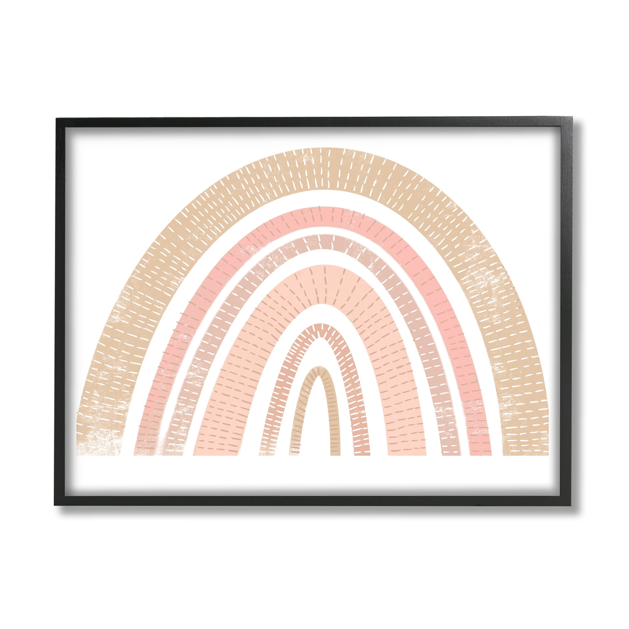 Stupell Industries Desert Stripe Patterned Rainbow Arches Pink Brown Art for Kids Painting Black Framed Art Print Wall Art, 11 x 14