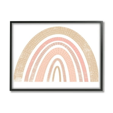 Stupell Industries Desert Stripe Patterned Rainbow Arches Pink Brown Art for Kids Painting Black Framed Art Print Wall Art, 11 x 14