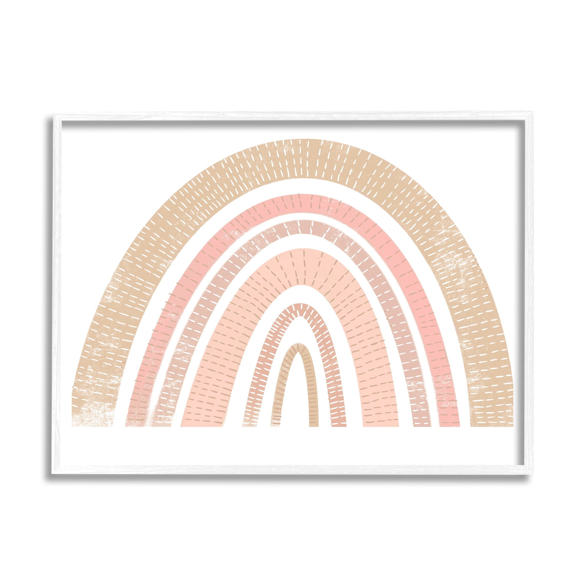 Stupell Industries Desert Stripe Patterned Rainbow Arches Pink Brown Art for Kids Painting White Framed Art Print Wall Art, 11 x 14
