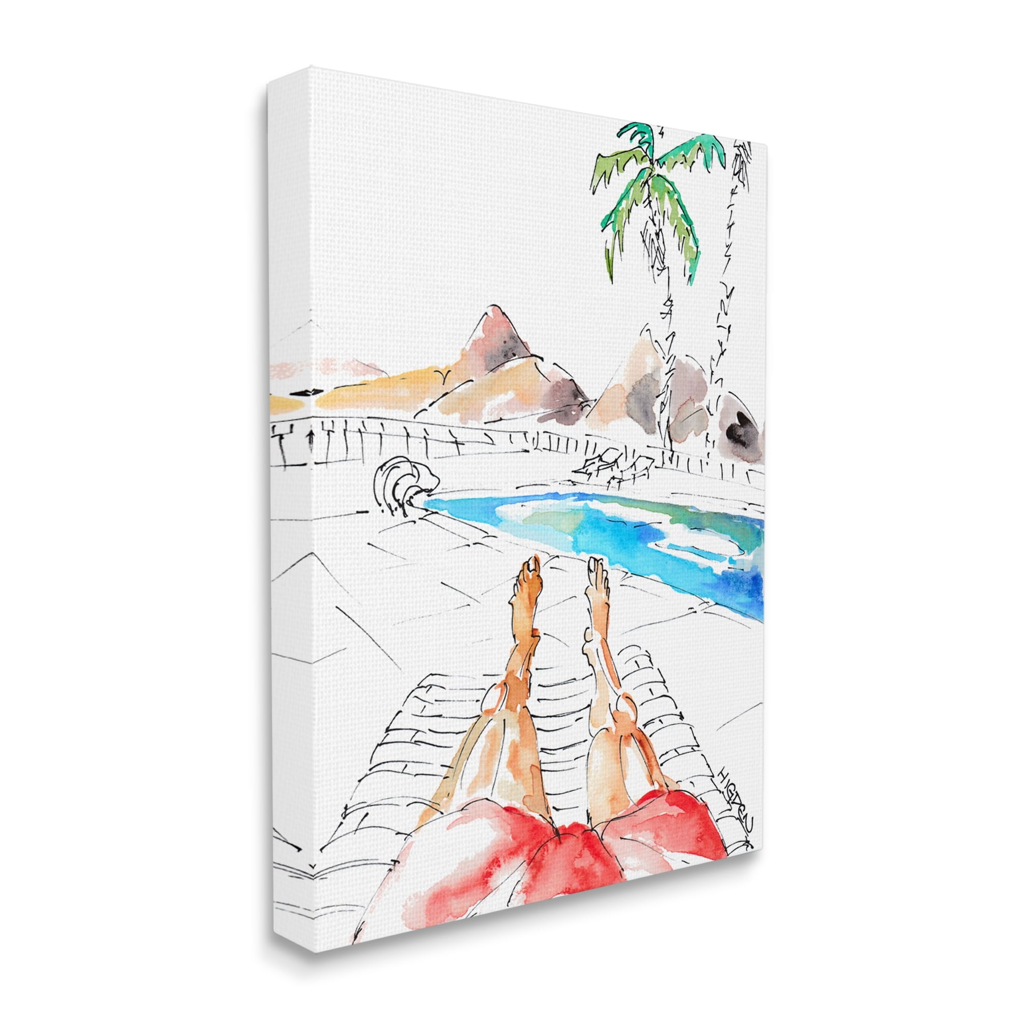 Stupell Industries Desert Summer Poolside Man Red Bathing Suit Canvas Wall Art by Mark Higden