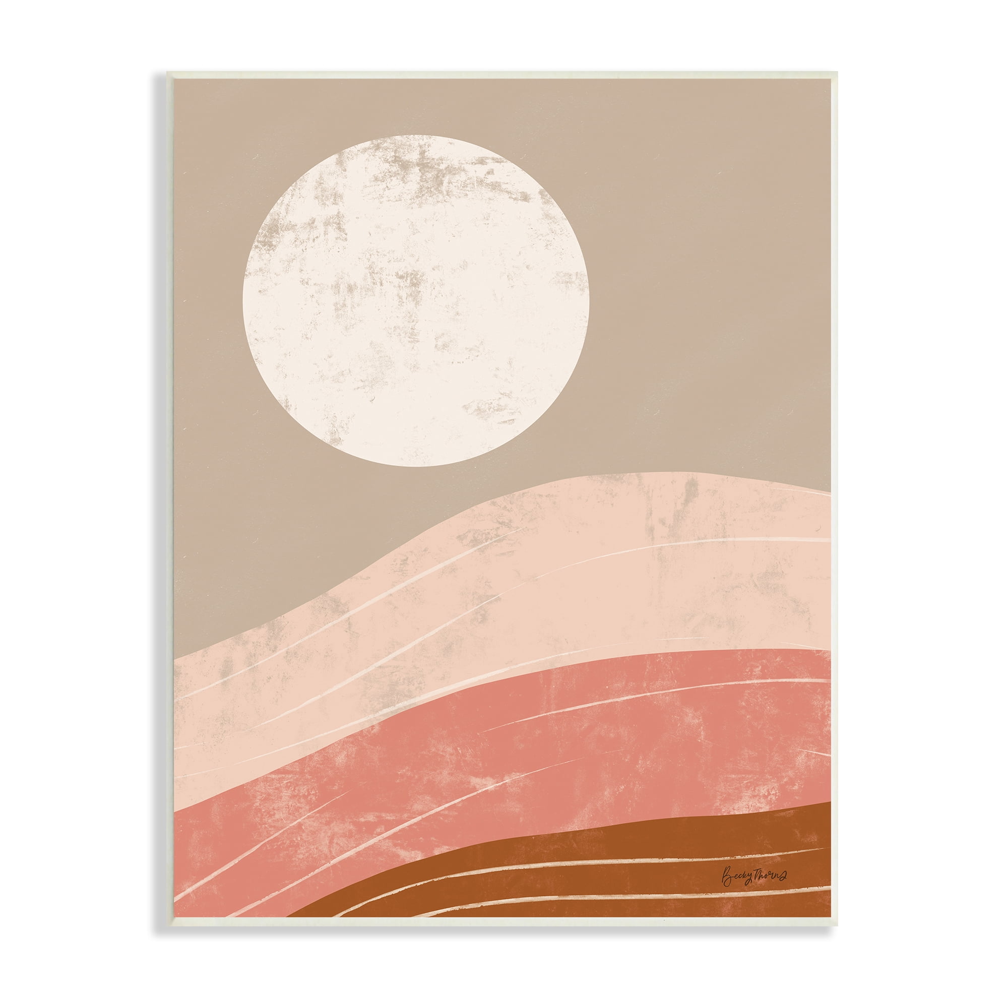 Stupell Industries Desert Sun over Abstract Mountain Landscape Terracotta Brown Modern Painting Unframed Art Print Wall Art, 13 x 19, Design by Becky Thorns