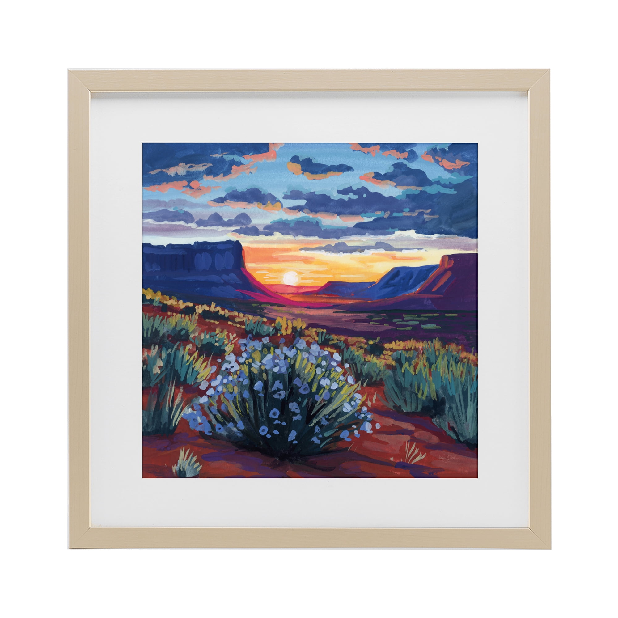 Stupell Industries Desert Sunset on Blooming Bush Birch Framed Print Under Glass, design by Kate Jarvik Birch