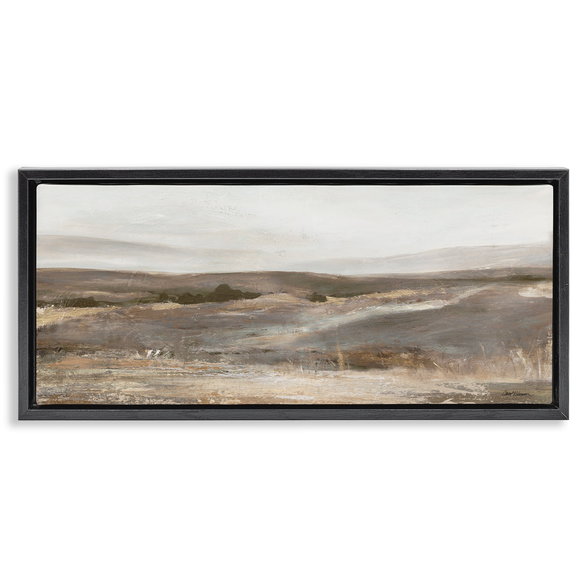 Stupell Industries Desert View Abstraction Landscape & Nature Painting Black Floater Framed Canvas Art Print Wall Art, 31 x 14