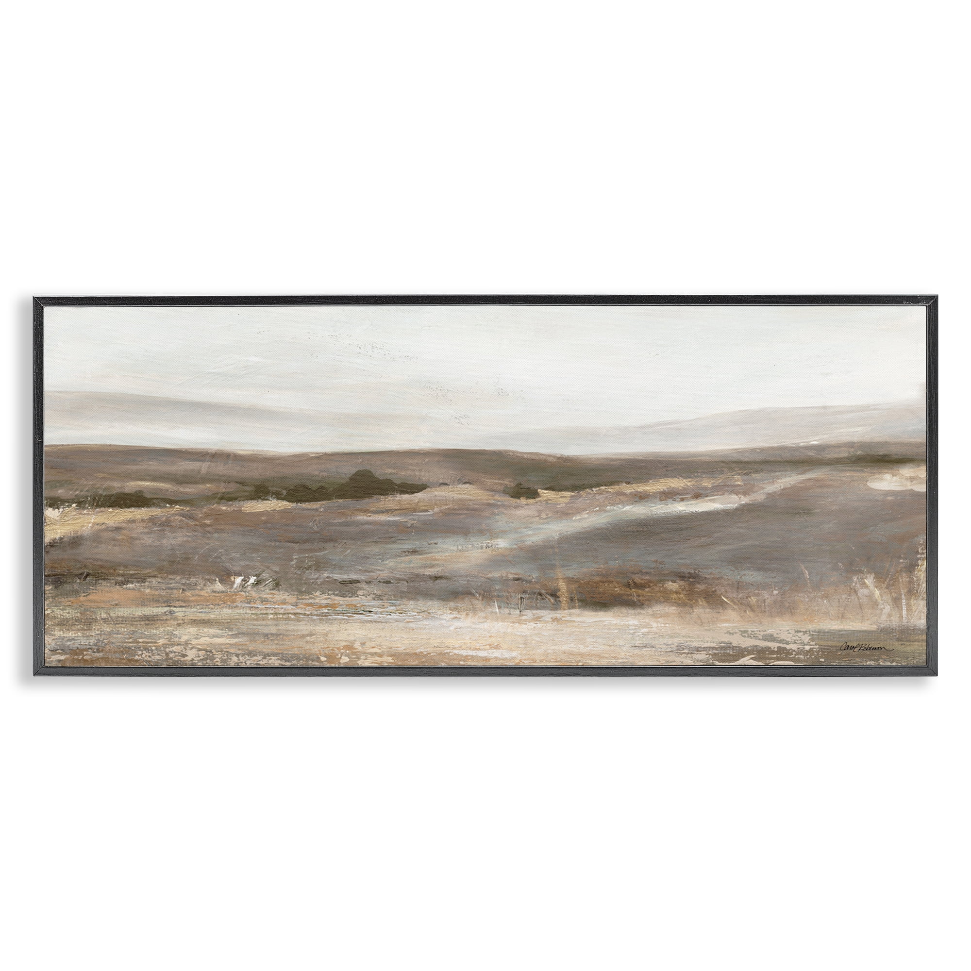 Stupell Industries Desert View Abstraction Landscape & Nature Painting Black Framed Art Print Wall Art, 24 x 10