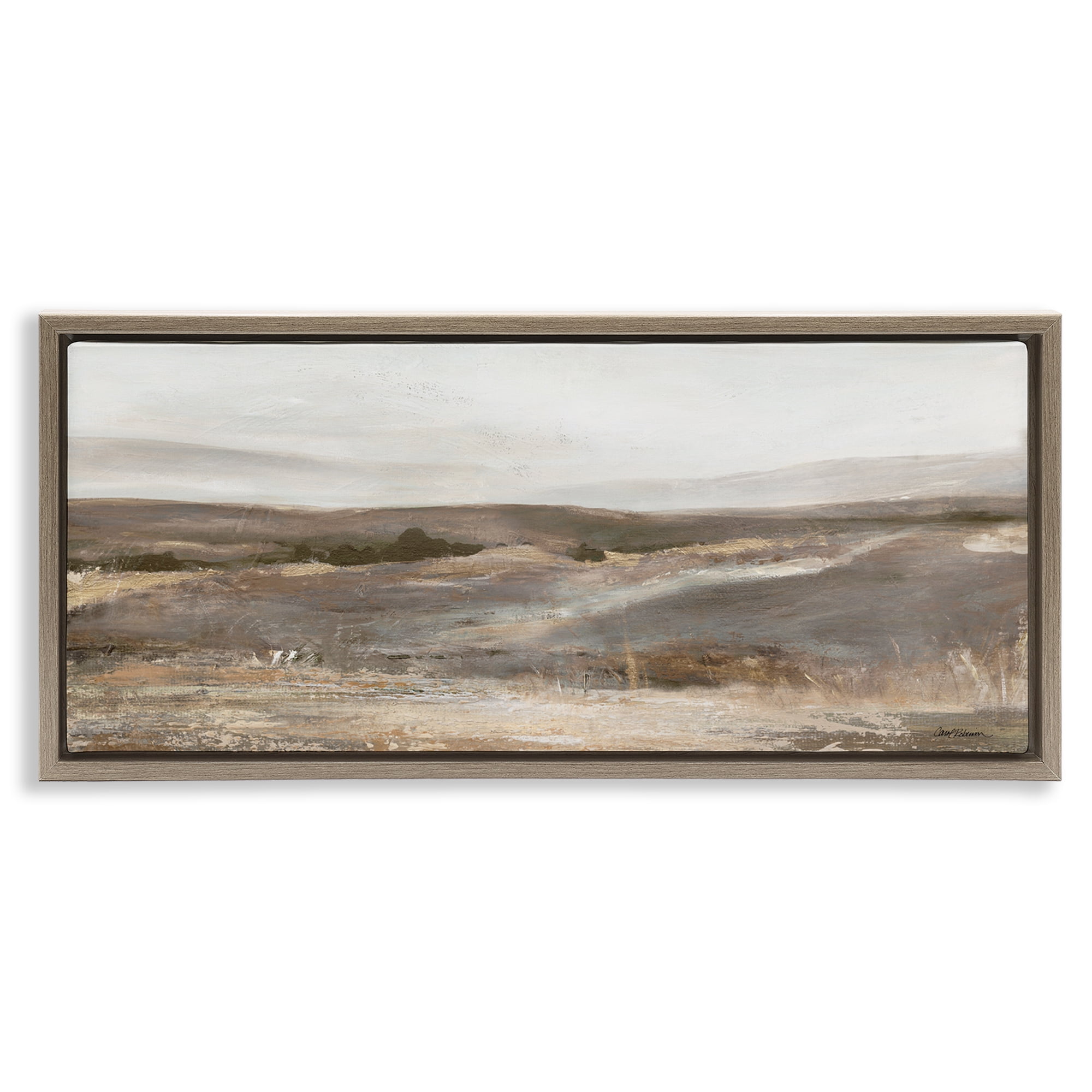 Stupell Industries Desert View Abstraction Landscape & Nature Painting Brown Floater Framed Canvas Art Print Wall Art, 25 x 11