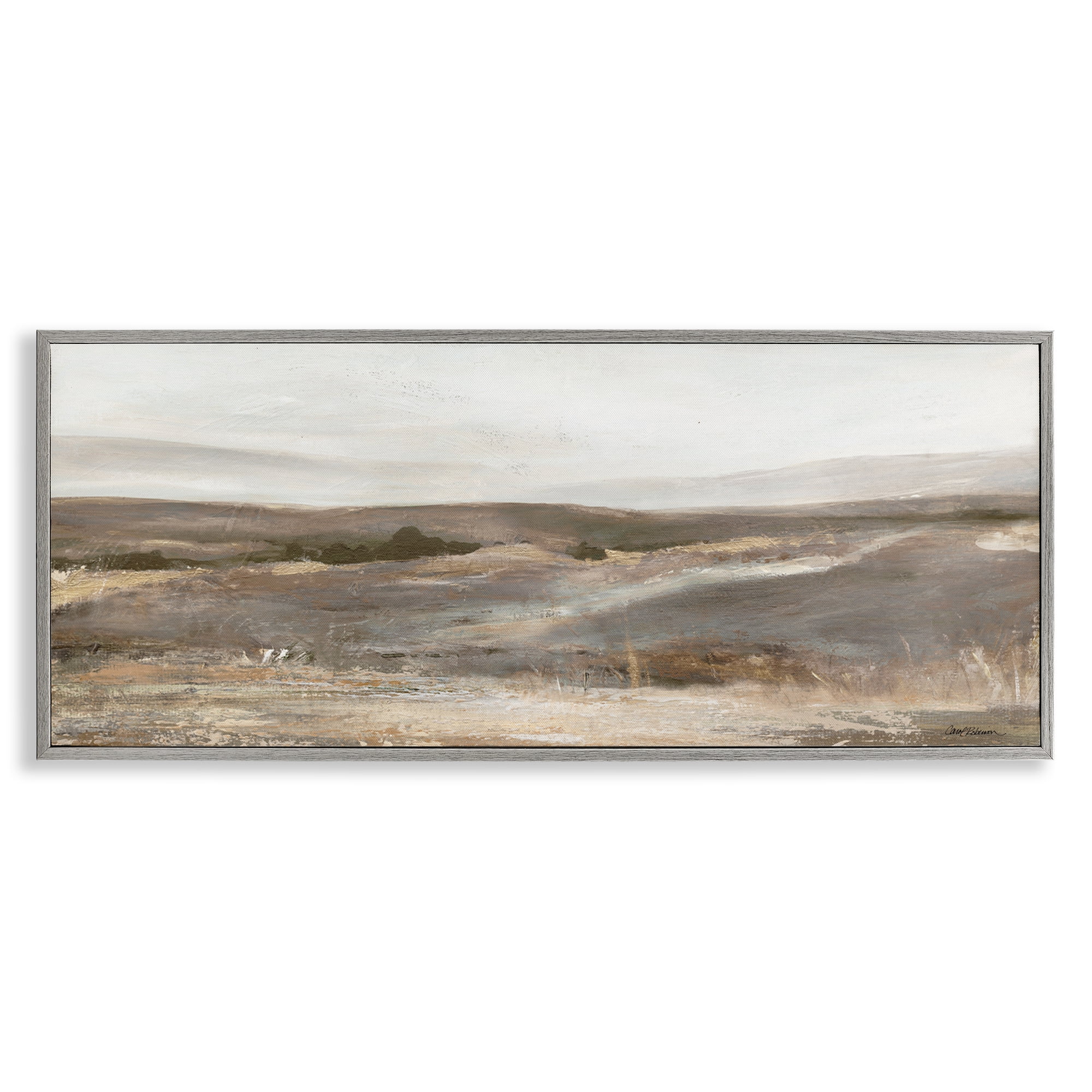 Stupell Industries Desert View Abstraction Landscape & Nature Painting Gray Framed Art Print Wall Art, 24 x 10