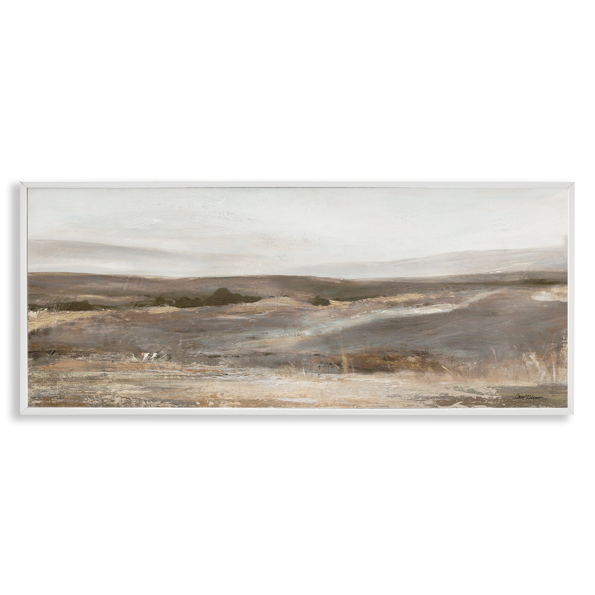 Stupell Industries Desert View Abstraction Landscape & Nature Painting White Framed Art Print Wall Art, 24 x 10