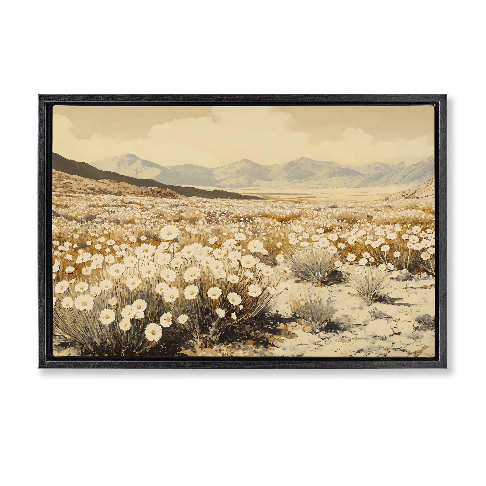 Stupell Industries Desert Wildflowers in Golden Valley Black Framed Floater Canvas Wall Art, design by Franklyn Gregory