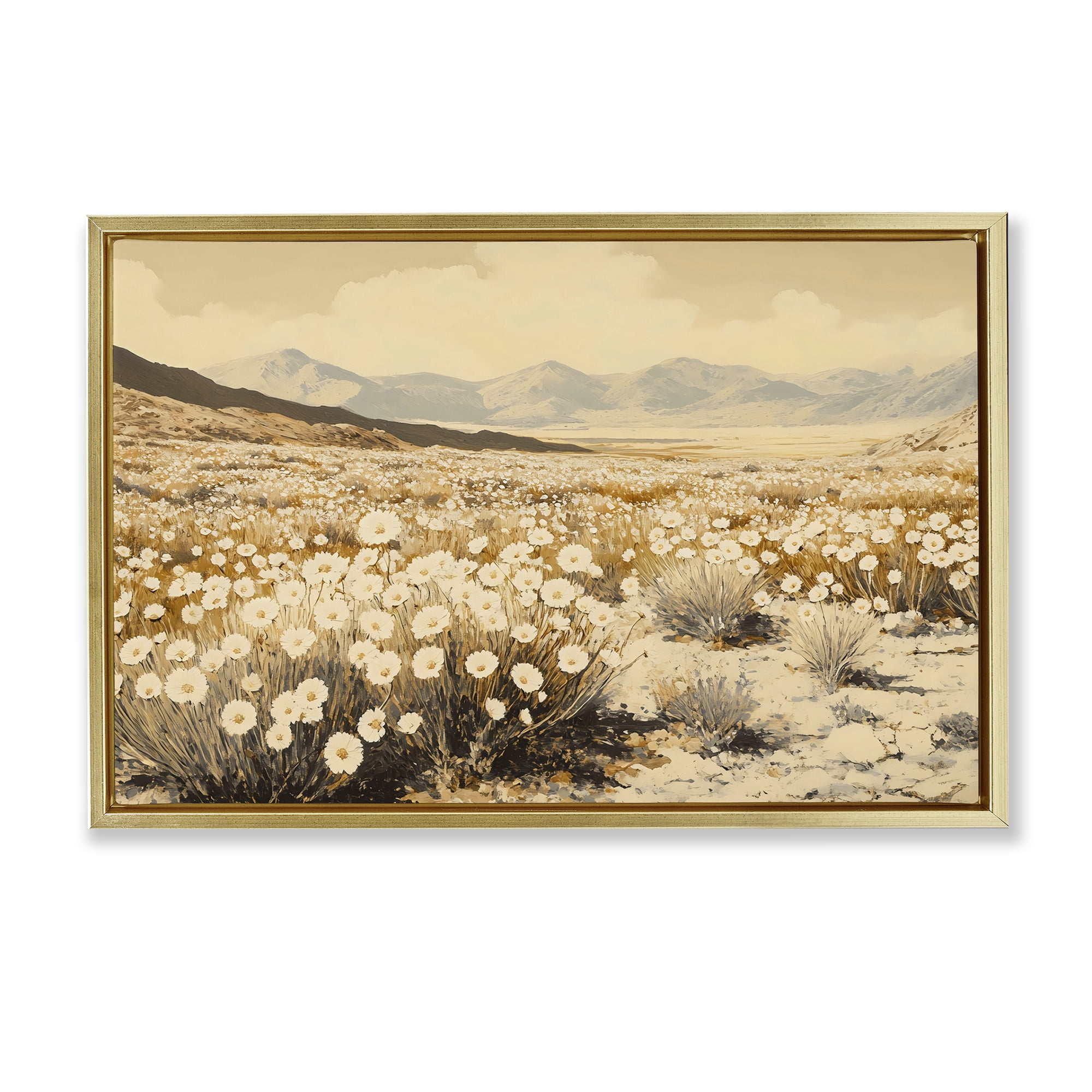 Stupell Industries Desert Wildflowers in Golden Valley Gold Framed Floater Canvas Wall Art, design by Franklyn Gregory