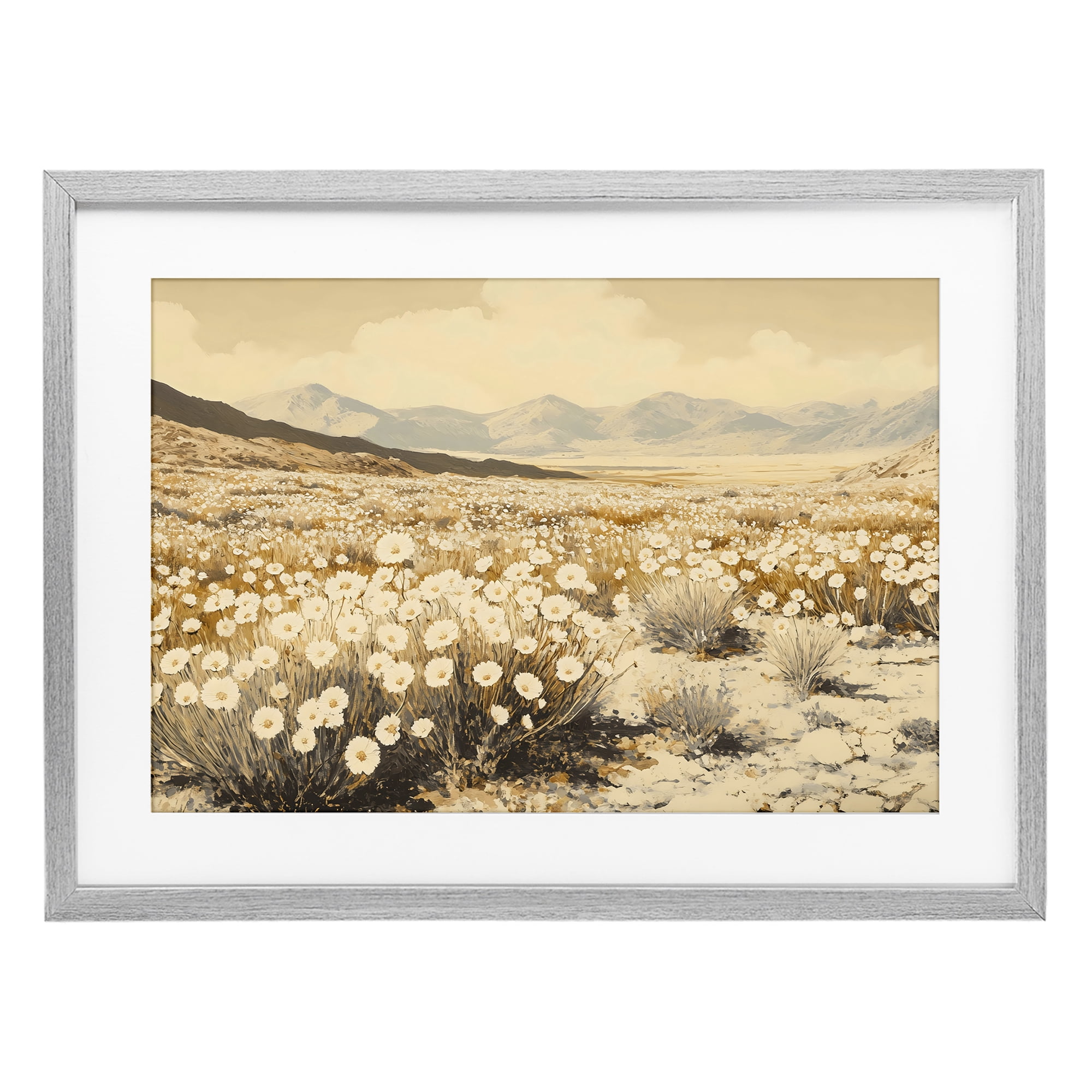 Stupell Industries Desert Wildflowers in Golden Valley Gray Framed Print Under Glass, design by Franklyn Gregory