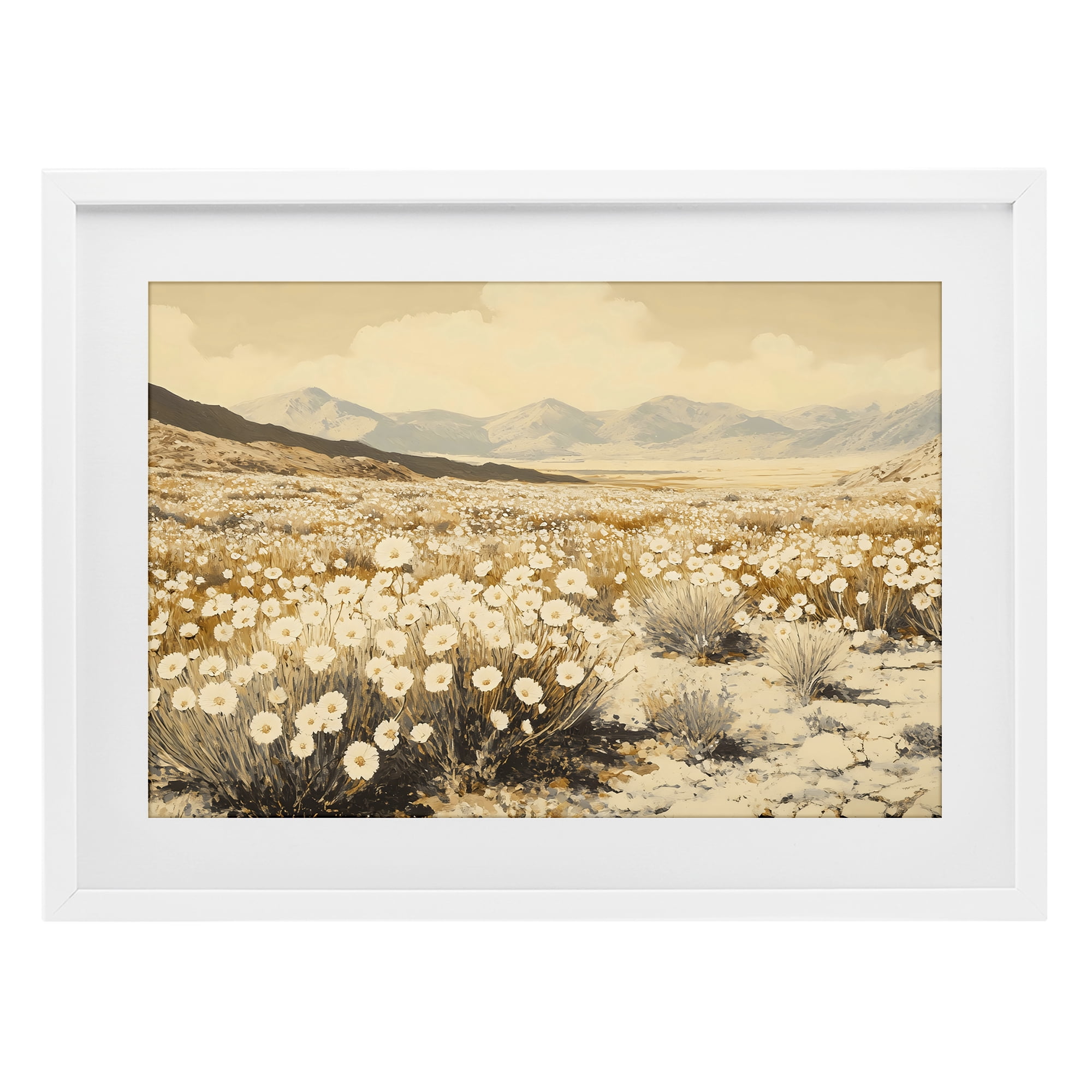 Stupell Industries Desert Wildflowers in Golden Valley White Framed Print Under Glass, design by Franklyn Gregory