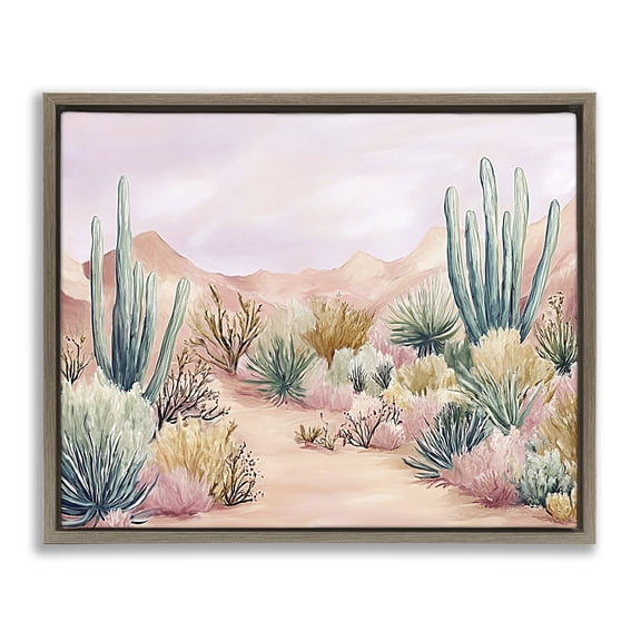 Stupell Industries Desert Wonderland Vegetation Brown Framed Floater Canvas Wall Art design by Ramona Murdock, 17 x 21