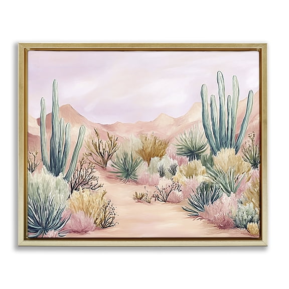 Stupell Industries Desert Wonderland Vegetation Gold Framed Floater Canvas Wall Art design by Ramona Murdock, 25 x 31