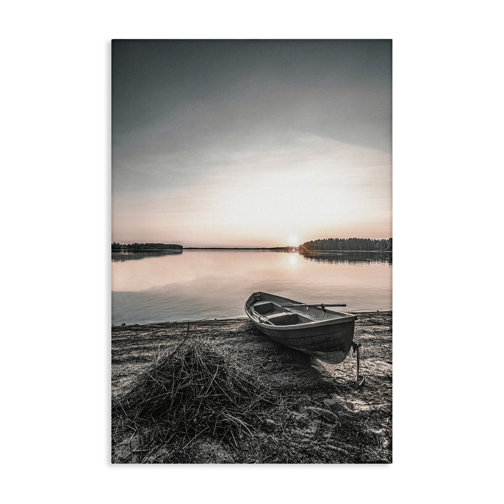 Stupell Industries Deserted Canoe on Shore Landscape Photography Gallery Wrapped Canvas Art Print Wall Art, 20 x 30