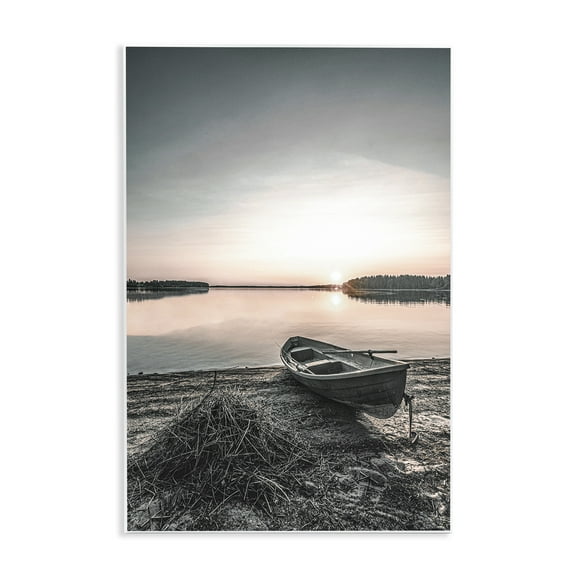 Stupell Industries Deserted Canoe on Shore Landscape Photography Unframed Art Print Wall Art, 10 x 15