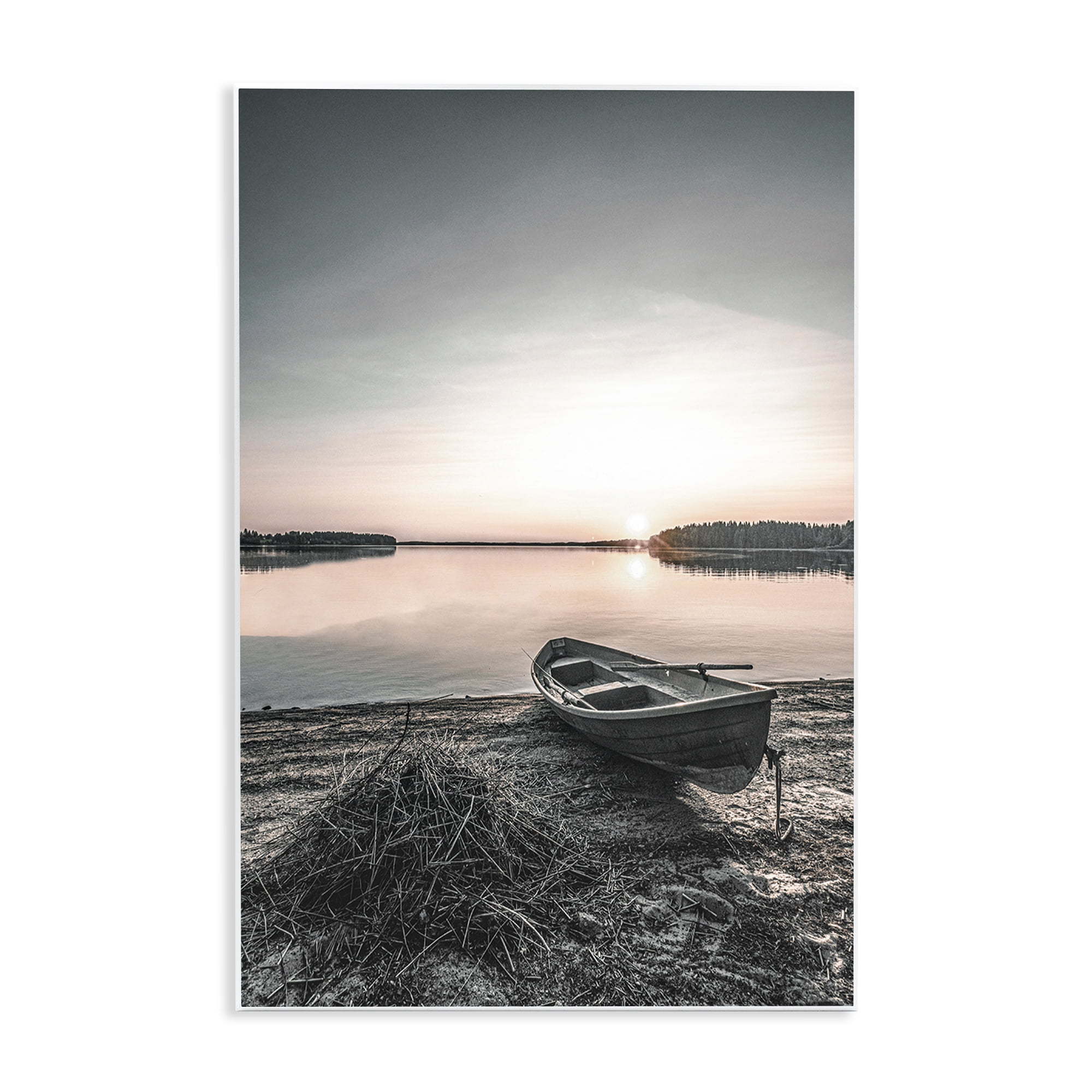 Stupell Industries Deserted Canoe on Shore Landscape Photography Unframed Art Print Wall Art, 13 x 19