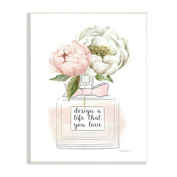 Stupell Industries Design Life You Love Sentiment Pink Floral Perfume Inspirational Painting Unframed Art Print Wall Art, 13 x 19