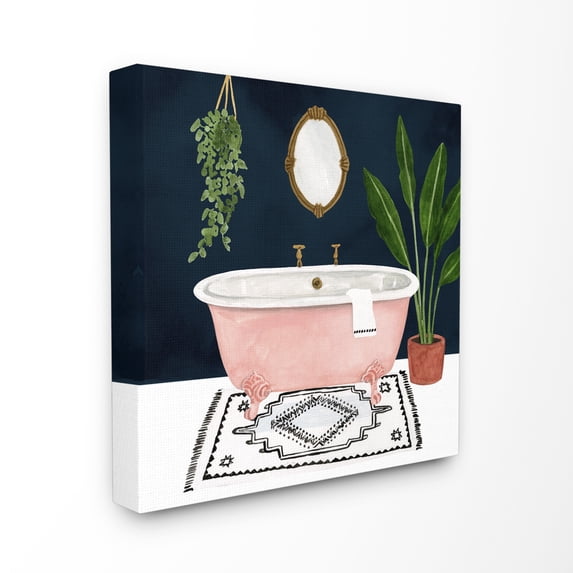 Stupell Industries Designer Bathroom Pink Blue Design Canvas Wall Art, 17 x 17, byVictoria Borges