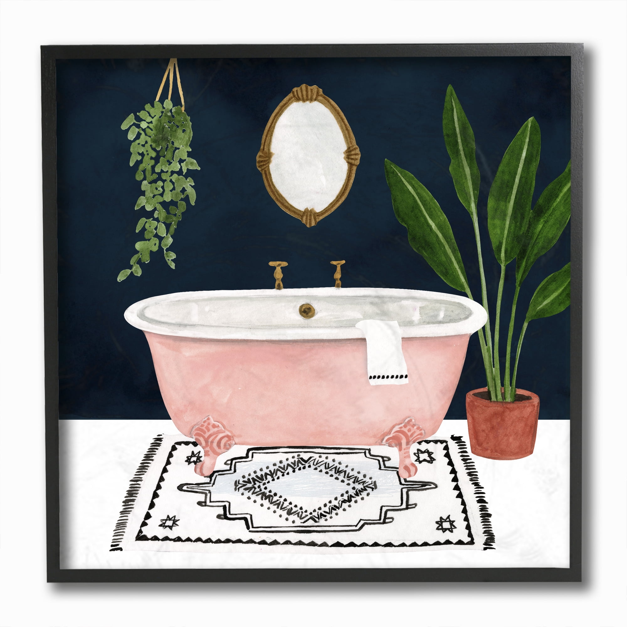 Stupell Industries Designer Bathroom Pink Blue Design Framed Wall Art by Victoria Borges