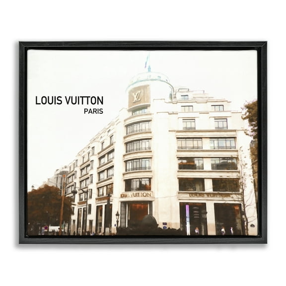 Stupell Industries Designer Brand Building Buildings & Architecture Painting Black Floater Framed Canvas Art Print Wall Art, 31 x 25