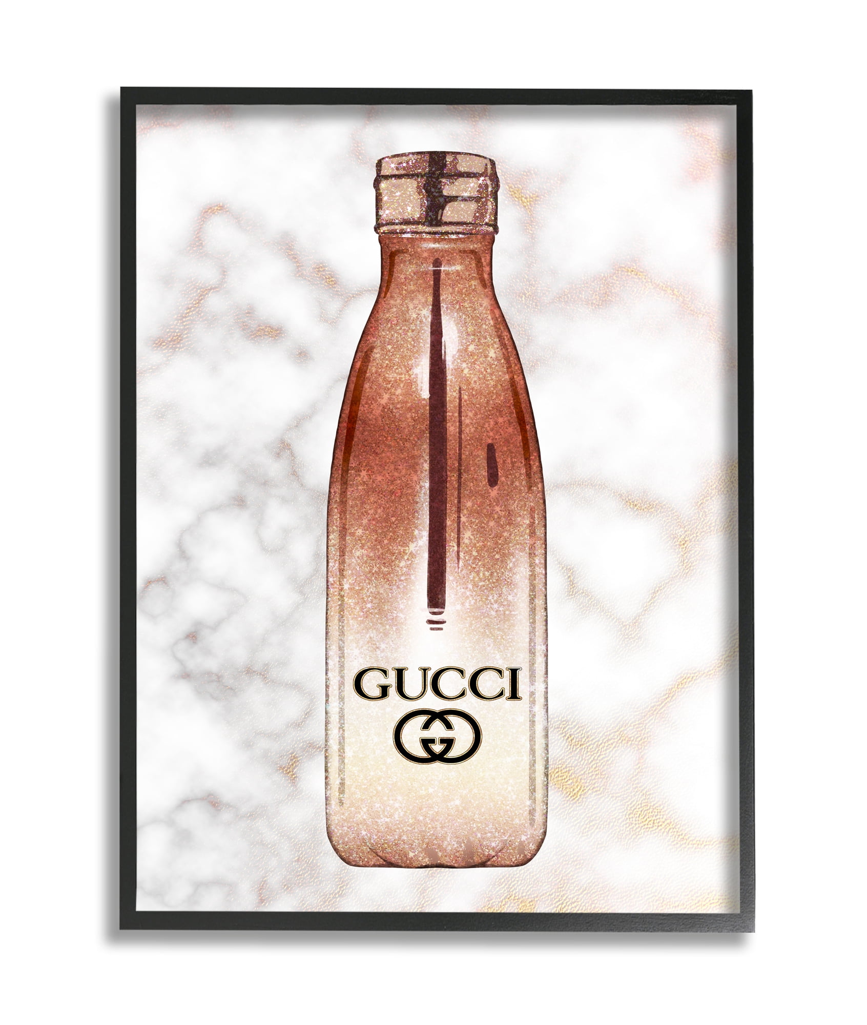 Stupell Industries Designer Brand Chic Sports Fashion Bottle Marble Black Framed, 16 x 20, Design by Ziwei Li