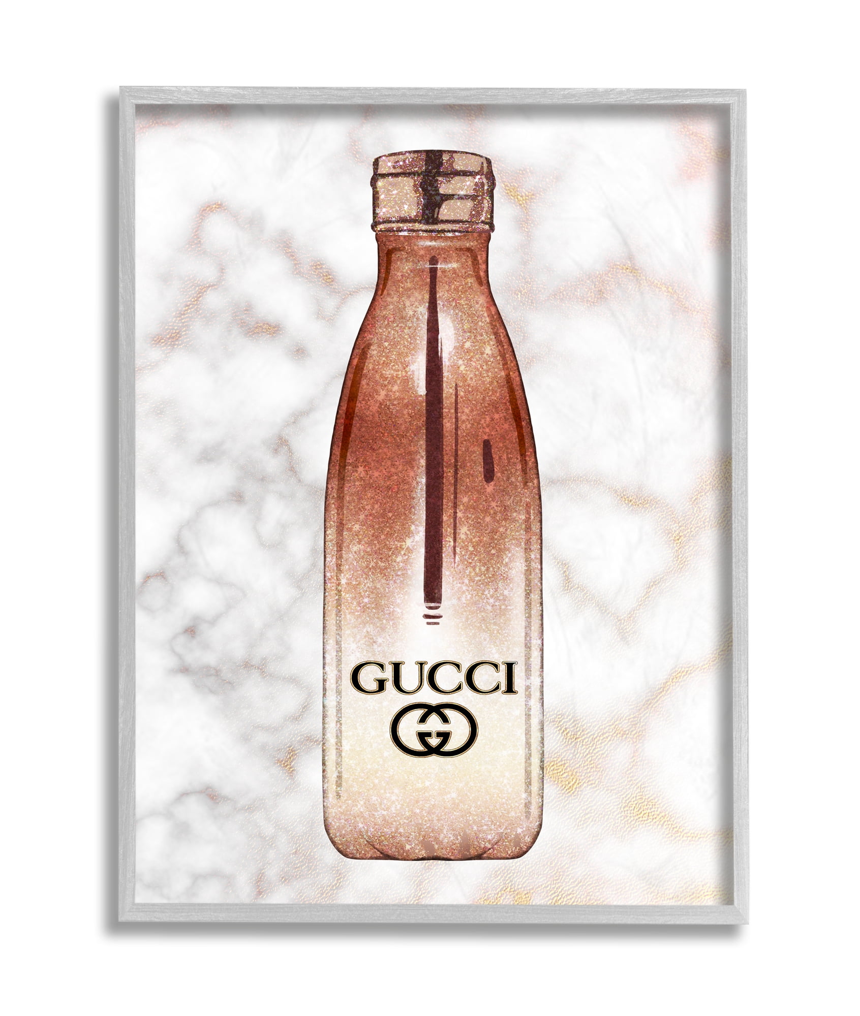 Stupell Industries Designer Brand Chic Sports Fashion Bottle Marble Grey Framed, 16 x 20, Design by Ziwei Li
