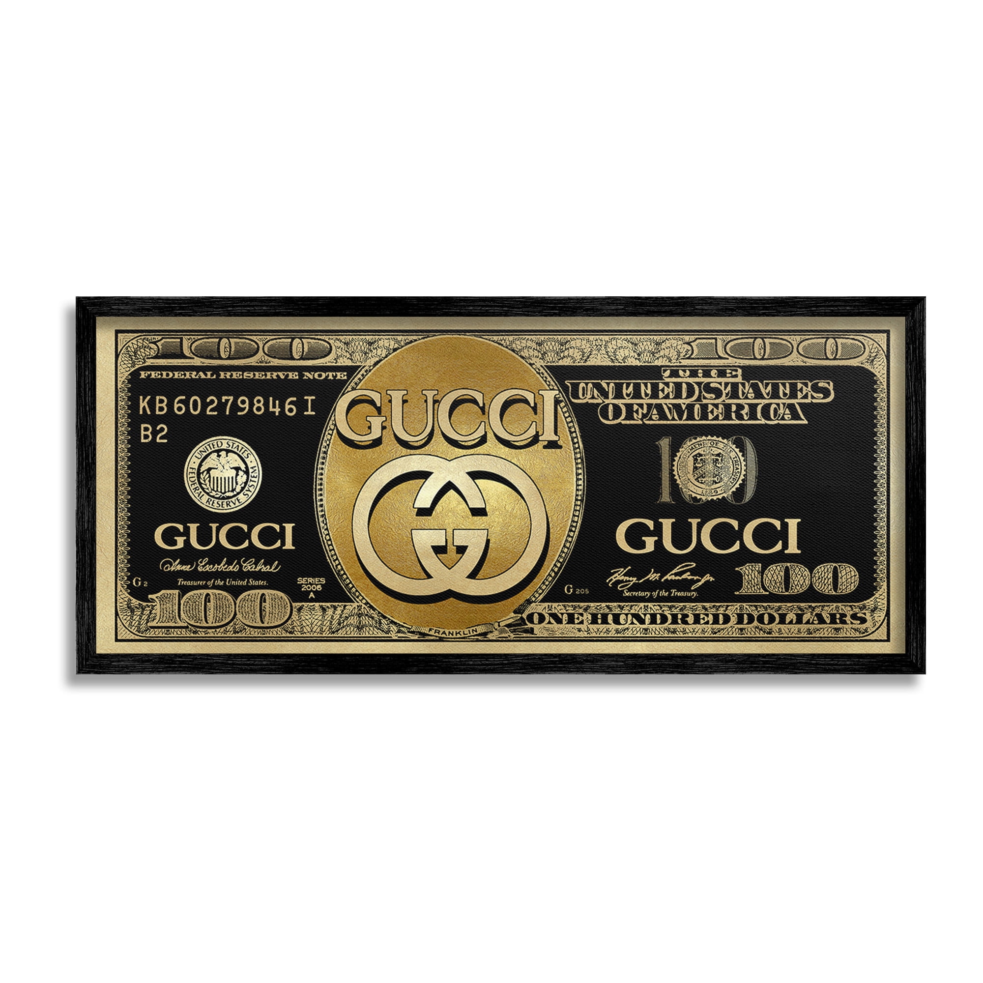 Stupell Industries Designer Brand Dollar Beauty & Fashion Painting Black Framed Art Print Wall Art, 24 x 10